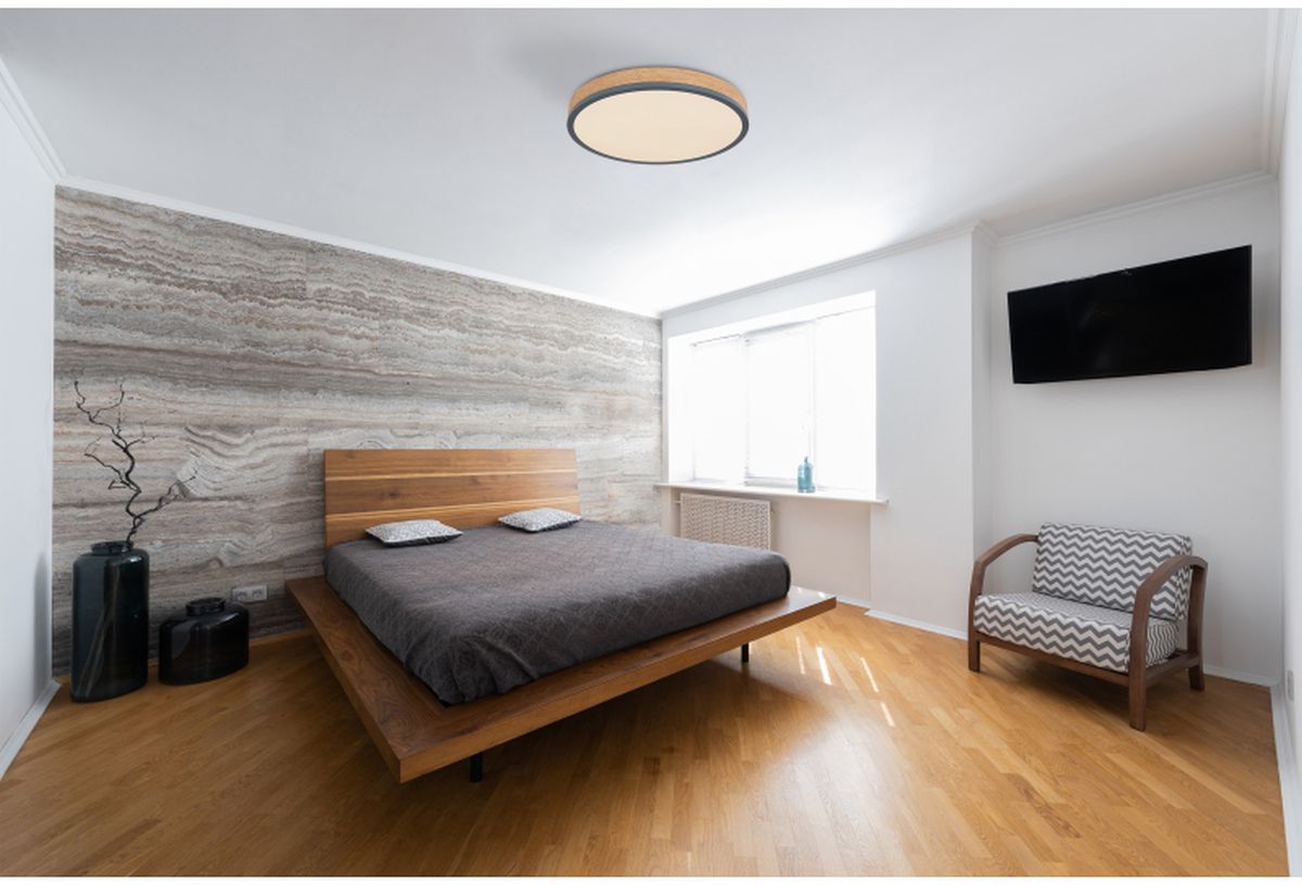 Globo Lighting Doro plafon 1x24W LED biały/grafit/drewno 416080WD2R