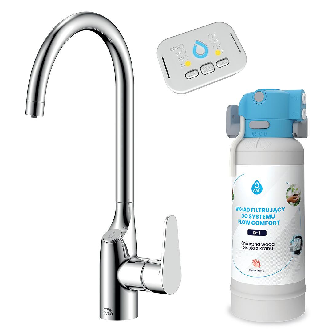 Laveo Claro bateria kuchenna stojąca z systemem filtrującym Dafi chrom BAKA098D - Wysyłka w 24h