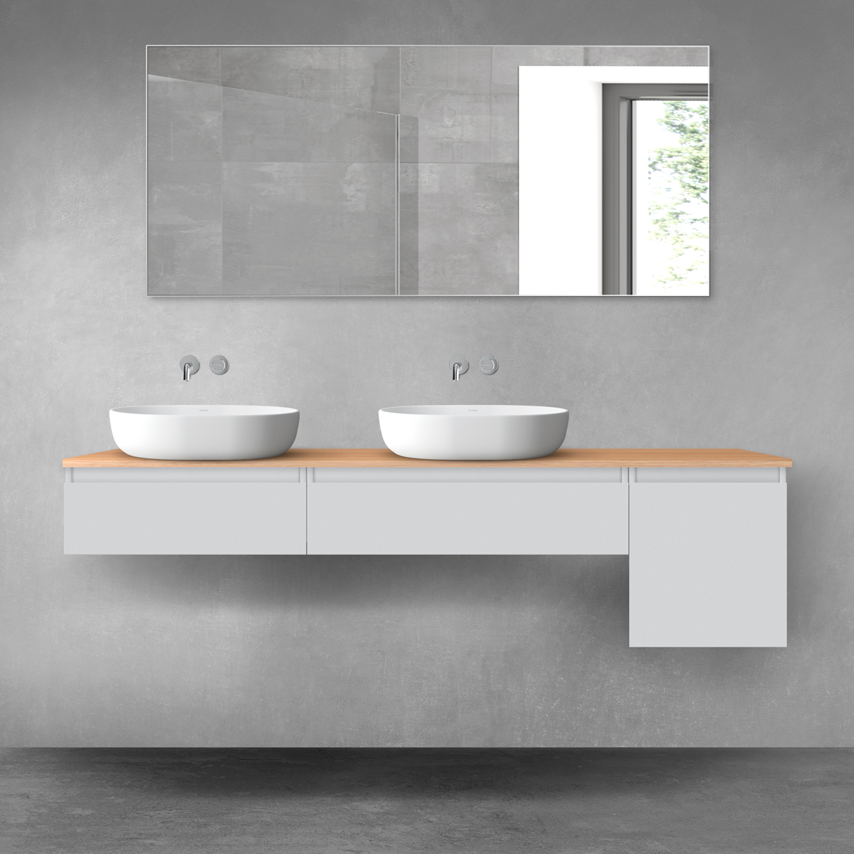 Oltens Vernal zestaw mebli łazienkowych 180 cm z blatem szary mat/dąb 68526700 - Wysyłka w 24h