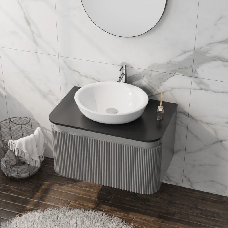 LaVita Vermont szafka z blatem 80x50x50 cm podumywalkowa wisząca szara/stone black