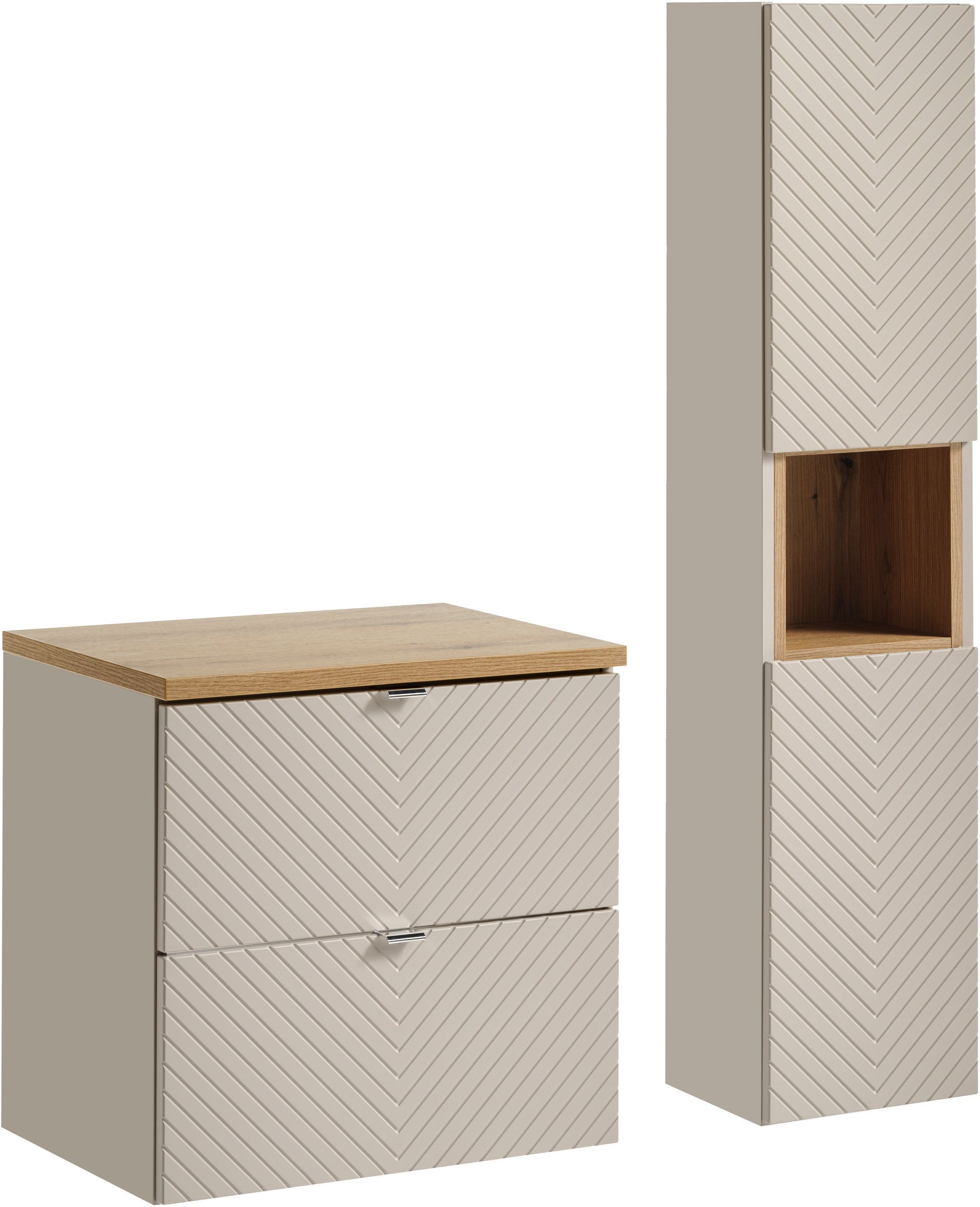 Zestaw Comad Viva Cashmere szafka 60x39x57 cm podumywalkowa wisząca kaszmir z blatem dąb i szafką boczną SET-VIC B OAK 60CM S HC