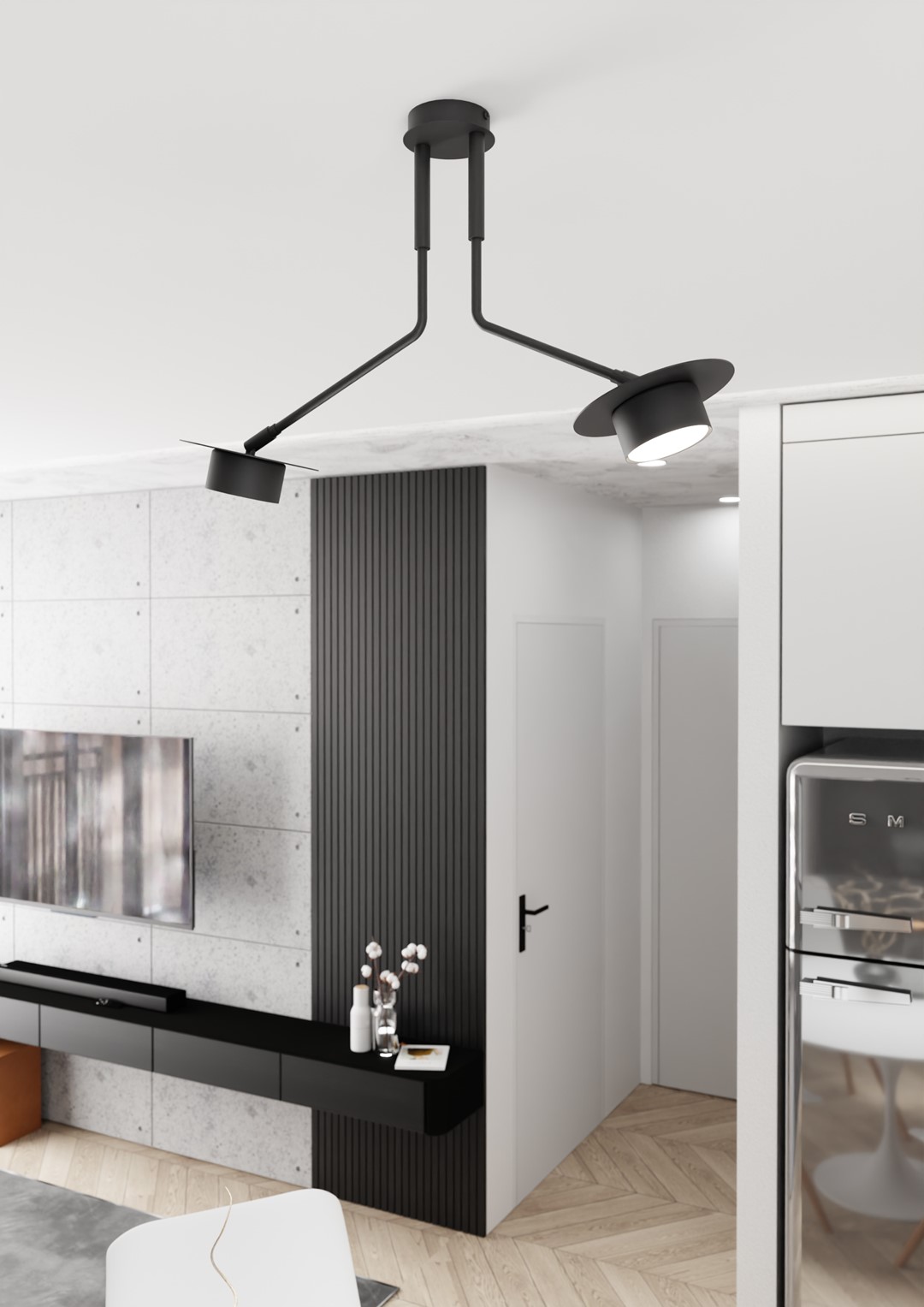 Emibig Mizu lampa podsufitowa 2x12 W czarna 1448/2