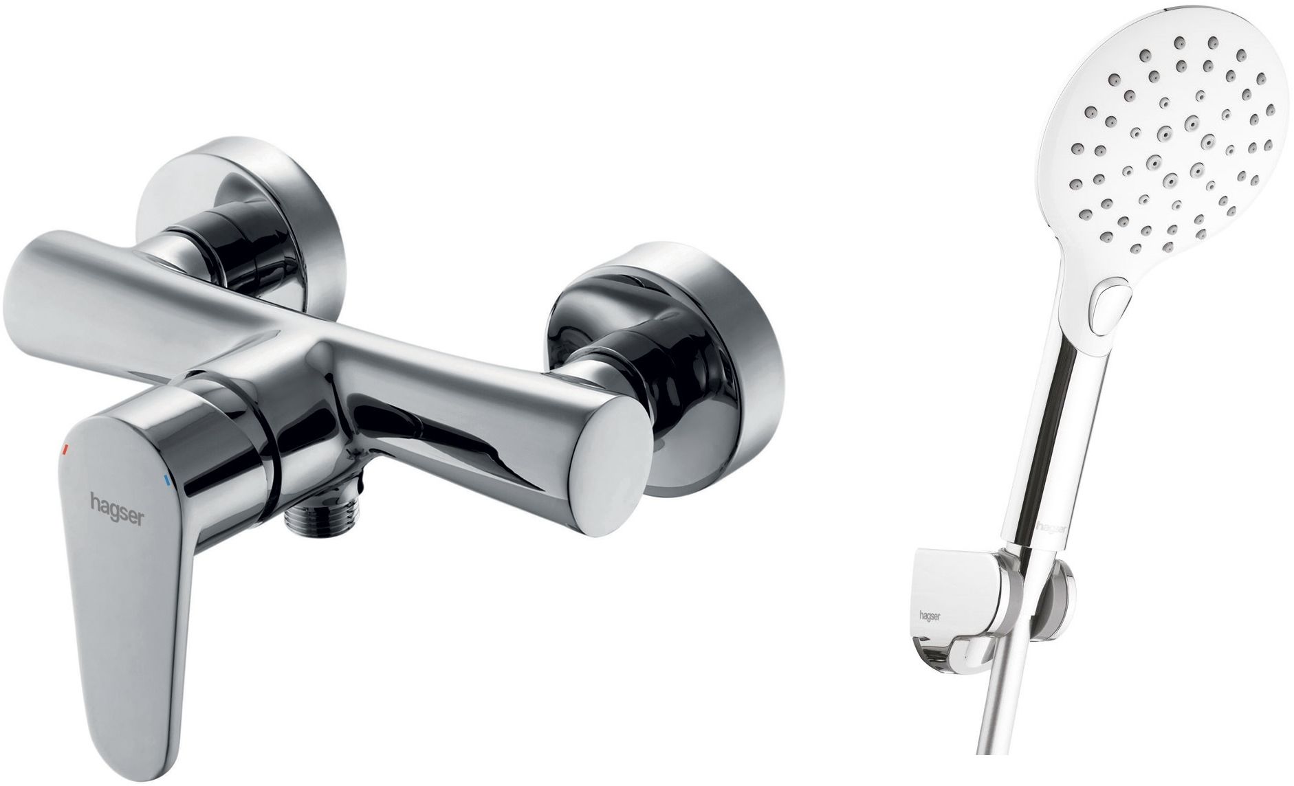 Zestaw Hagser Della bateria prysznicowa ścienna z kompletem natryskowym Sofia Birgit chrom HGR79000036