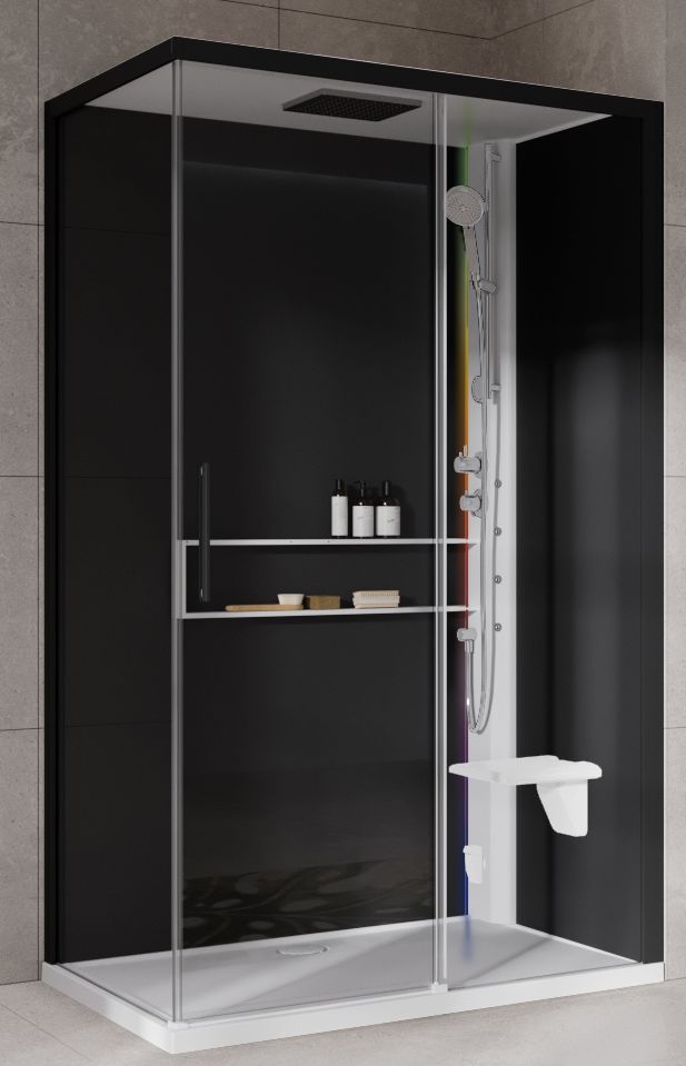 Novellini Glax 2 2.0 2P kabina z hydromasażem 120x80 cm parowa z brodzikiem prawa biała G222P129DT5-1UH