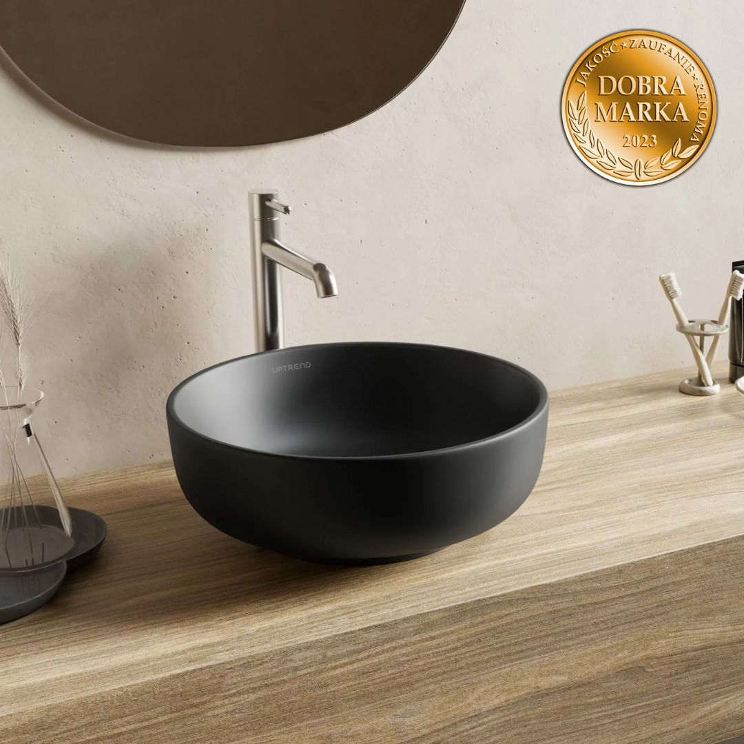 Uptrend Sofia umywalka 38.5x38,5 cm nablatowa okrągła czarny mat UP4003-2-U18