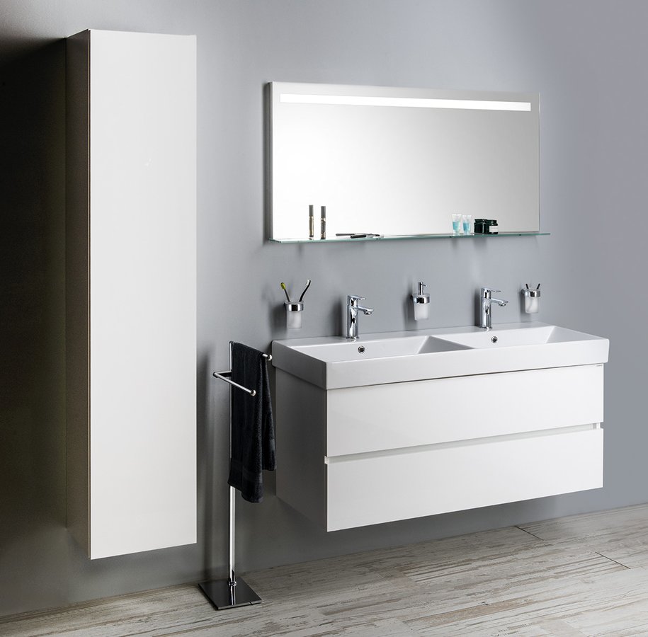 Sapho Kare umywalka 120x46 cm ścienna prostokątna podwójna biała 17120 - Wysyłka w 24h