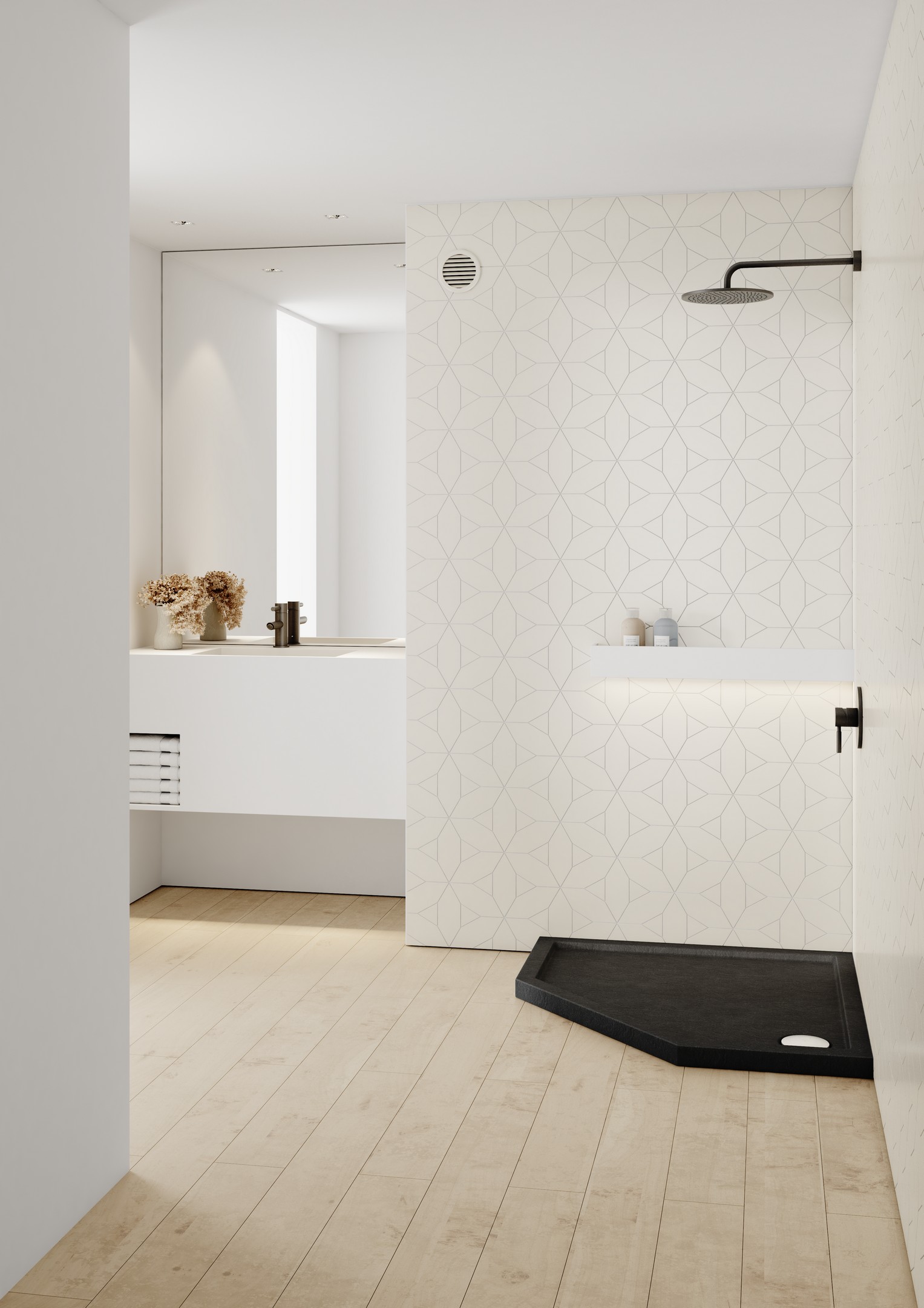 Schedline Sharper Black Stone brodzik 90x90 cm pięciokątny czarny 3S.S1PK-9090/C/ST