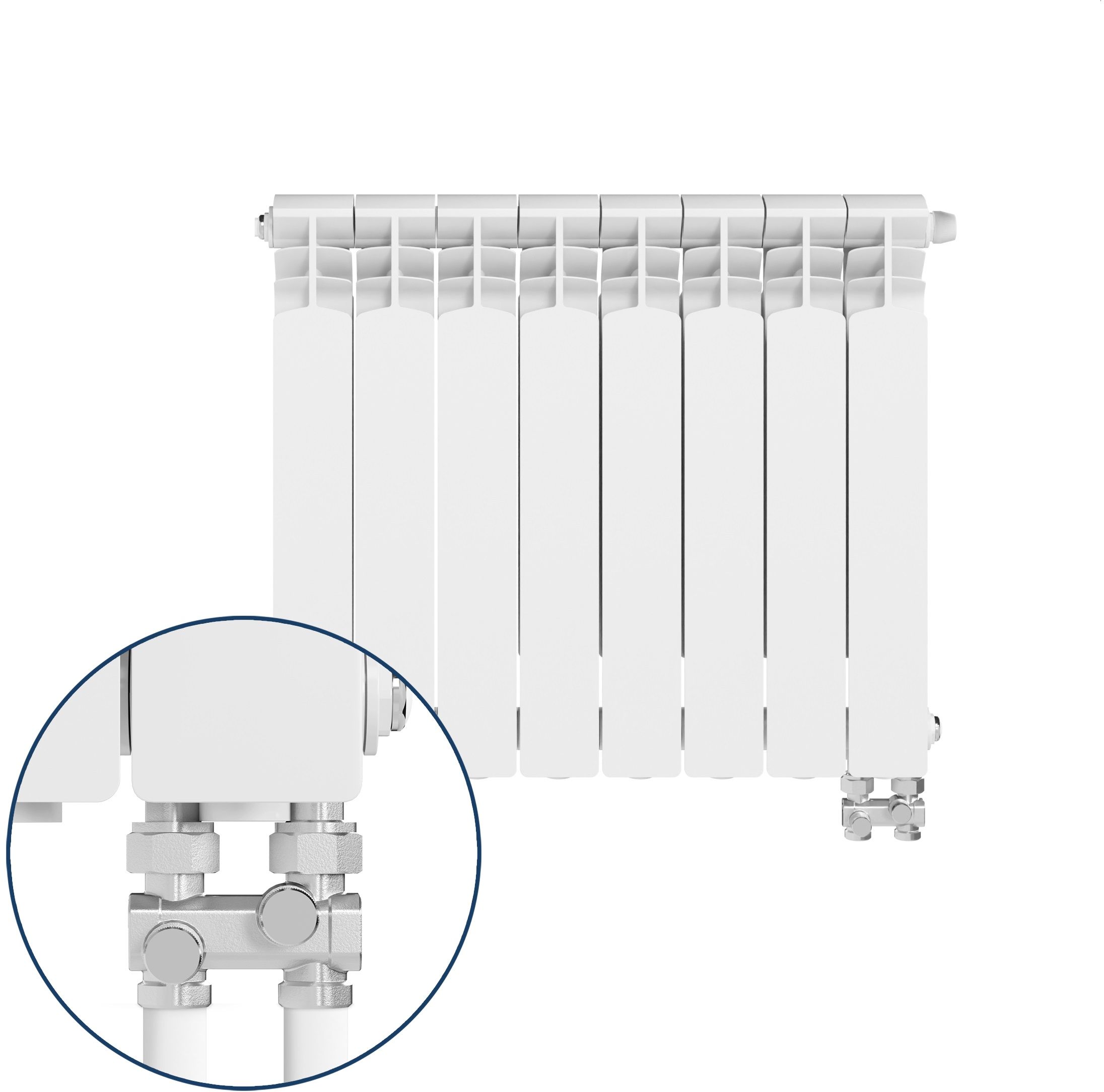 KFA Armatura G500F/D/8 grzejnik pokojowy 57,2x64,4 cm podłączenie dolne biały 789-082-44