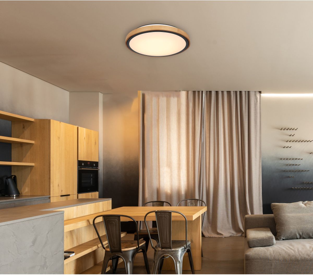 Globo Lighting Bruno plafon 1x24W LED czarny mat/opal/drewno 41764-24 - Wysyłka w 24h