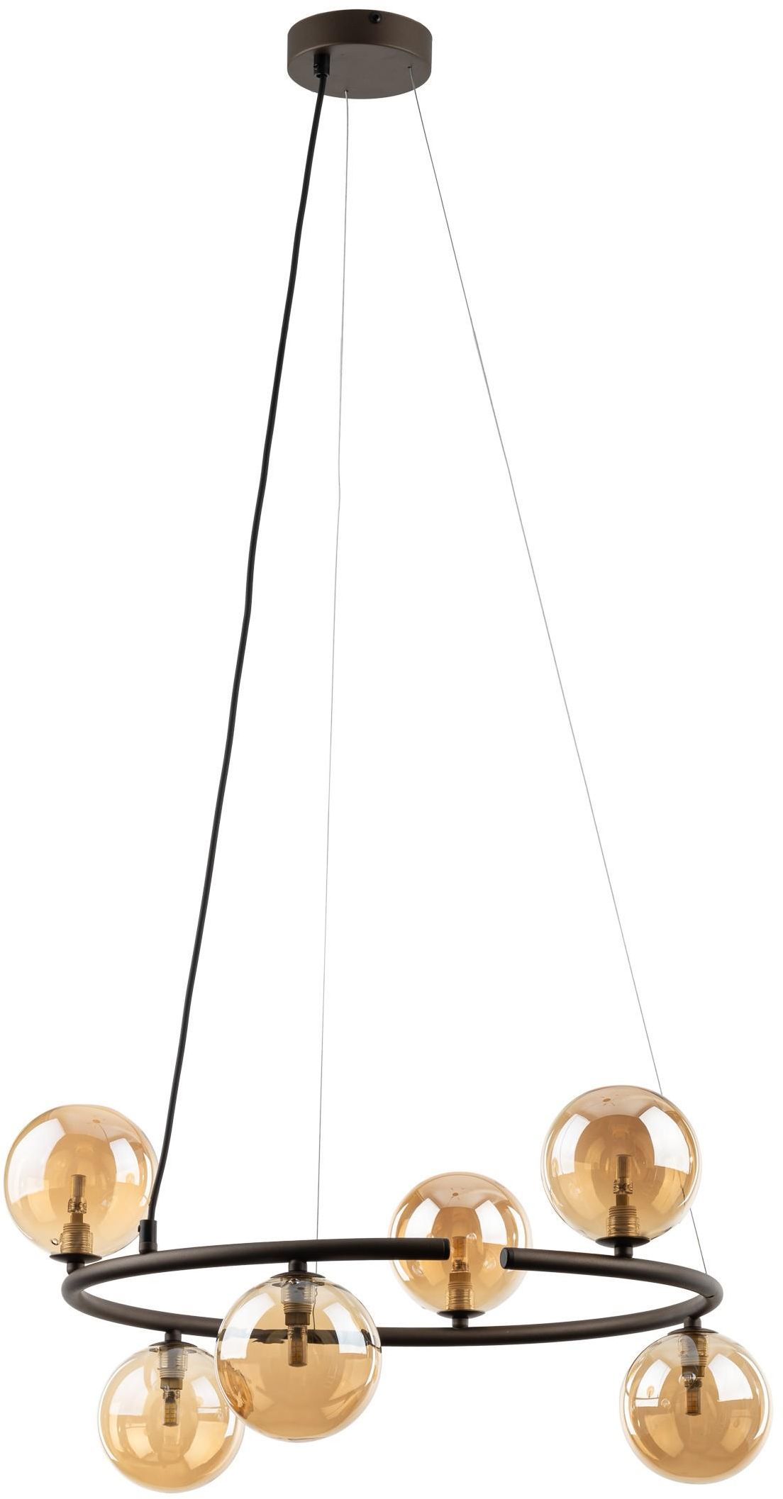 TK Lighting Anabelle Brown lampa wisząca 6x6W brązowy/szkło bursztynowe 6571