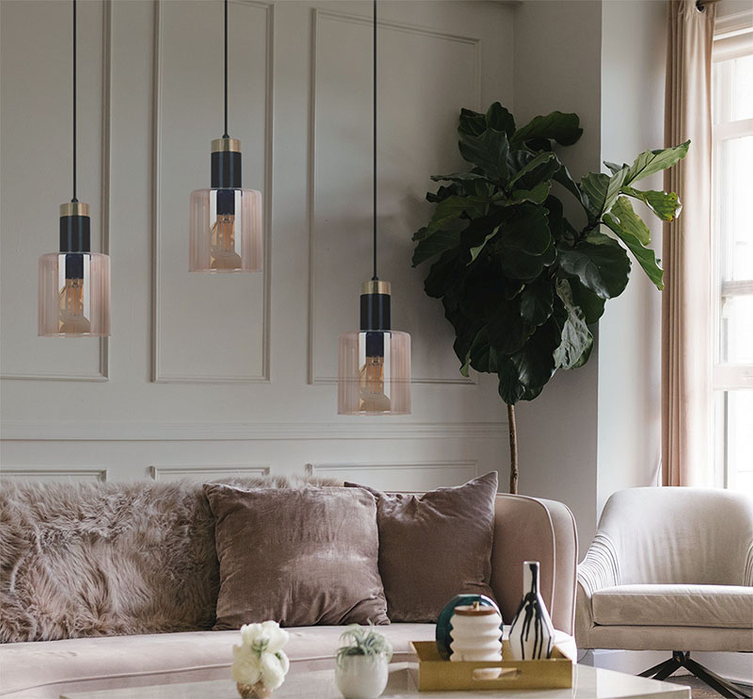 Kaja Alto lampa wisząca 3x40W czarny/bursztynowy K-5258