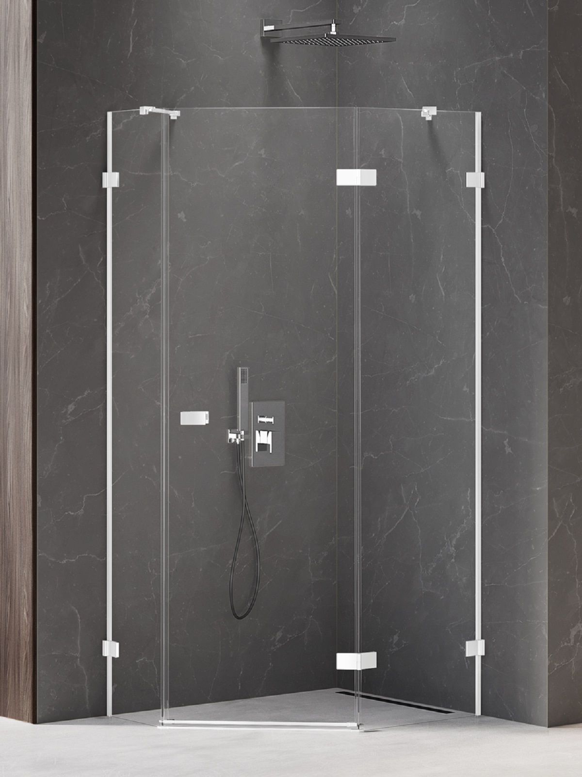 New Trendy Avexa White kabina prysznicowa 100x80 cm pięciokątna prawa biały mat/szkło przezroczyste EXK-3869