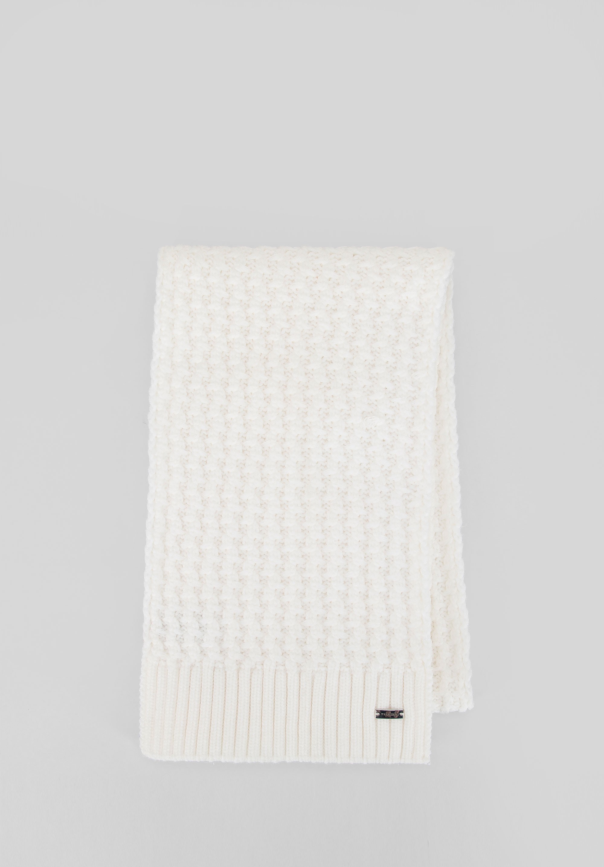 Szalik damski o splocie w delikatny wzór kremowy