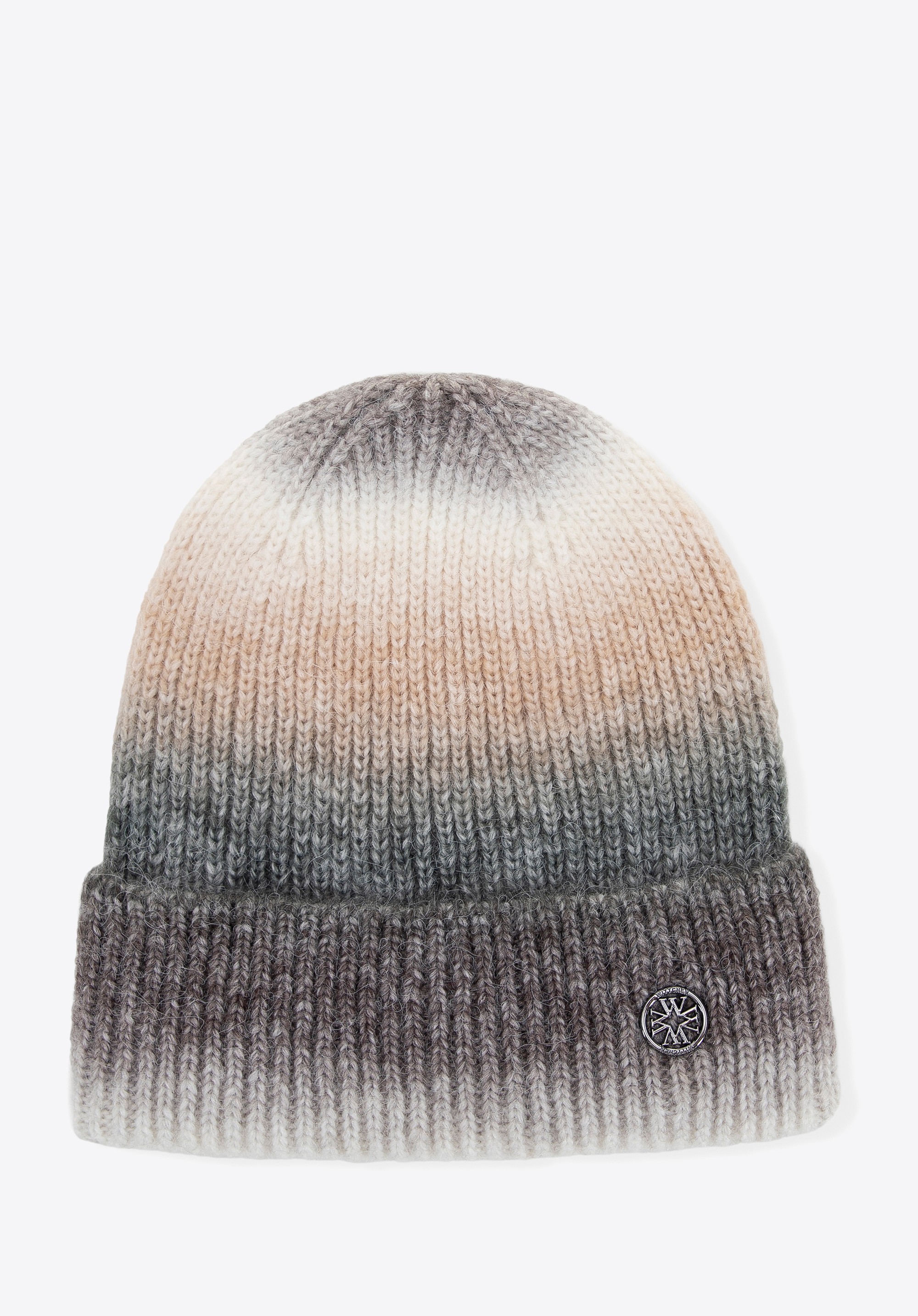 Czapka zimowa damska w stylu ombre szaro - beżowa