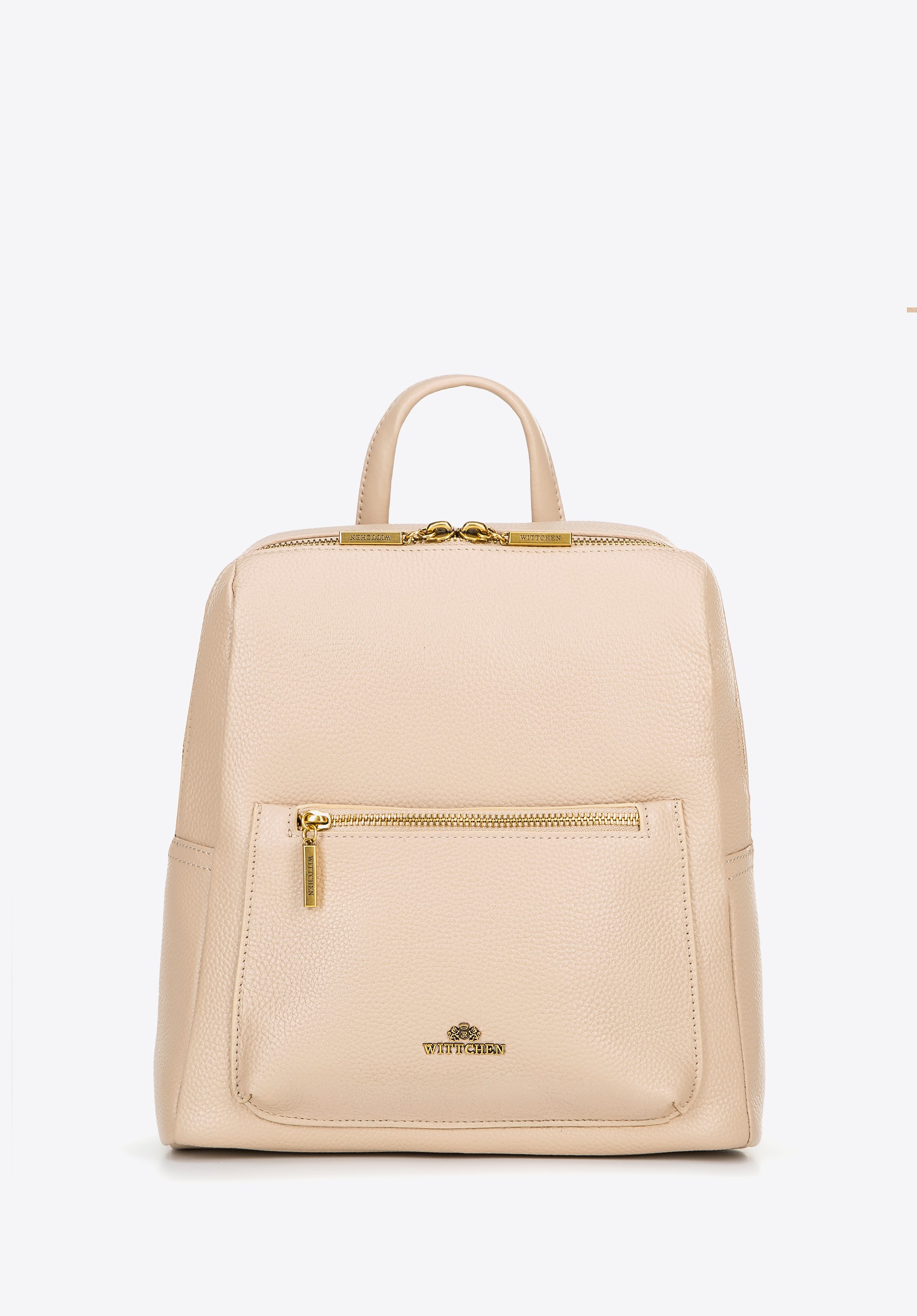 Damski plecak ze skóry naturalnej pudełkowy beżowy