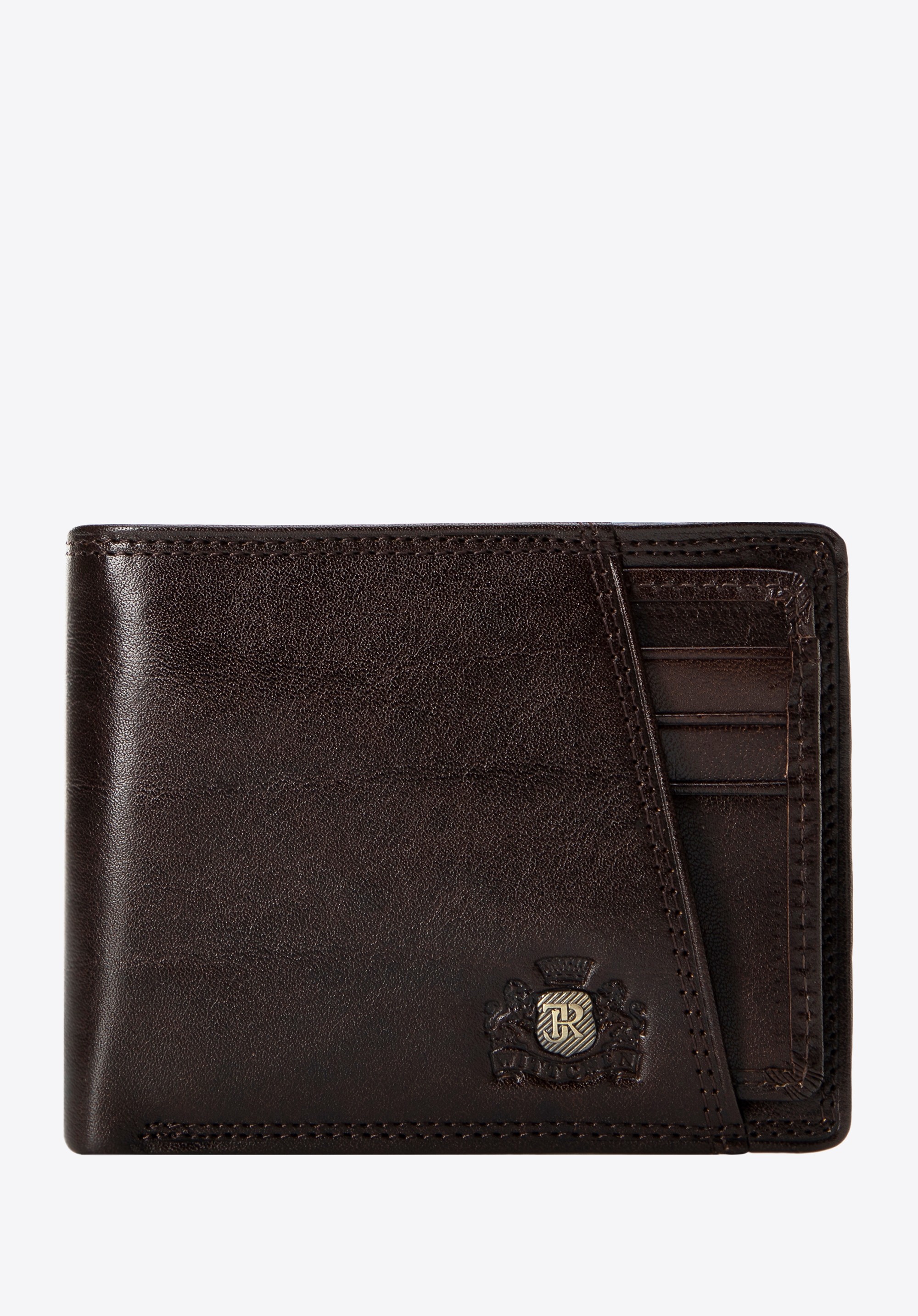 Męski portfel skórzany z wyjmowaną wkładką na karty brązowy