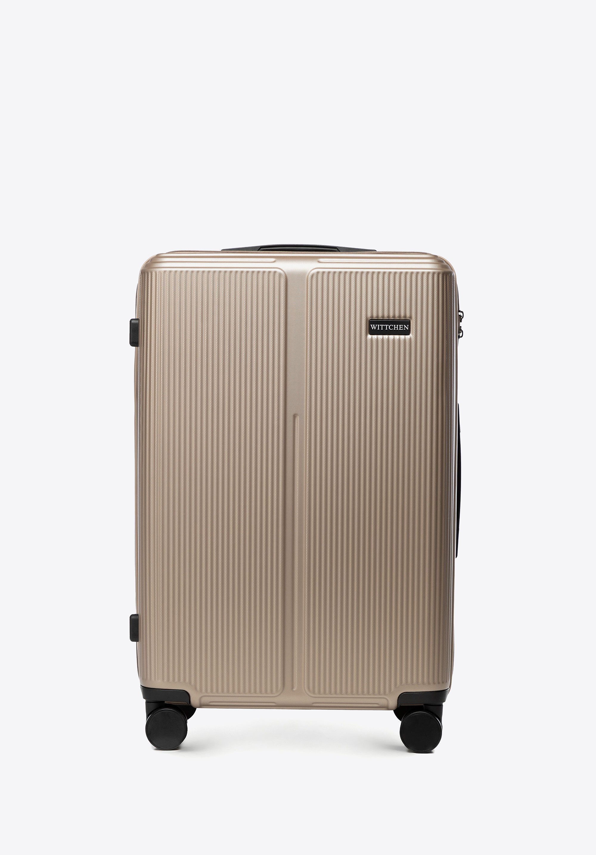 Średnia walizka z ABS-u w drobne paski złota