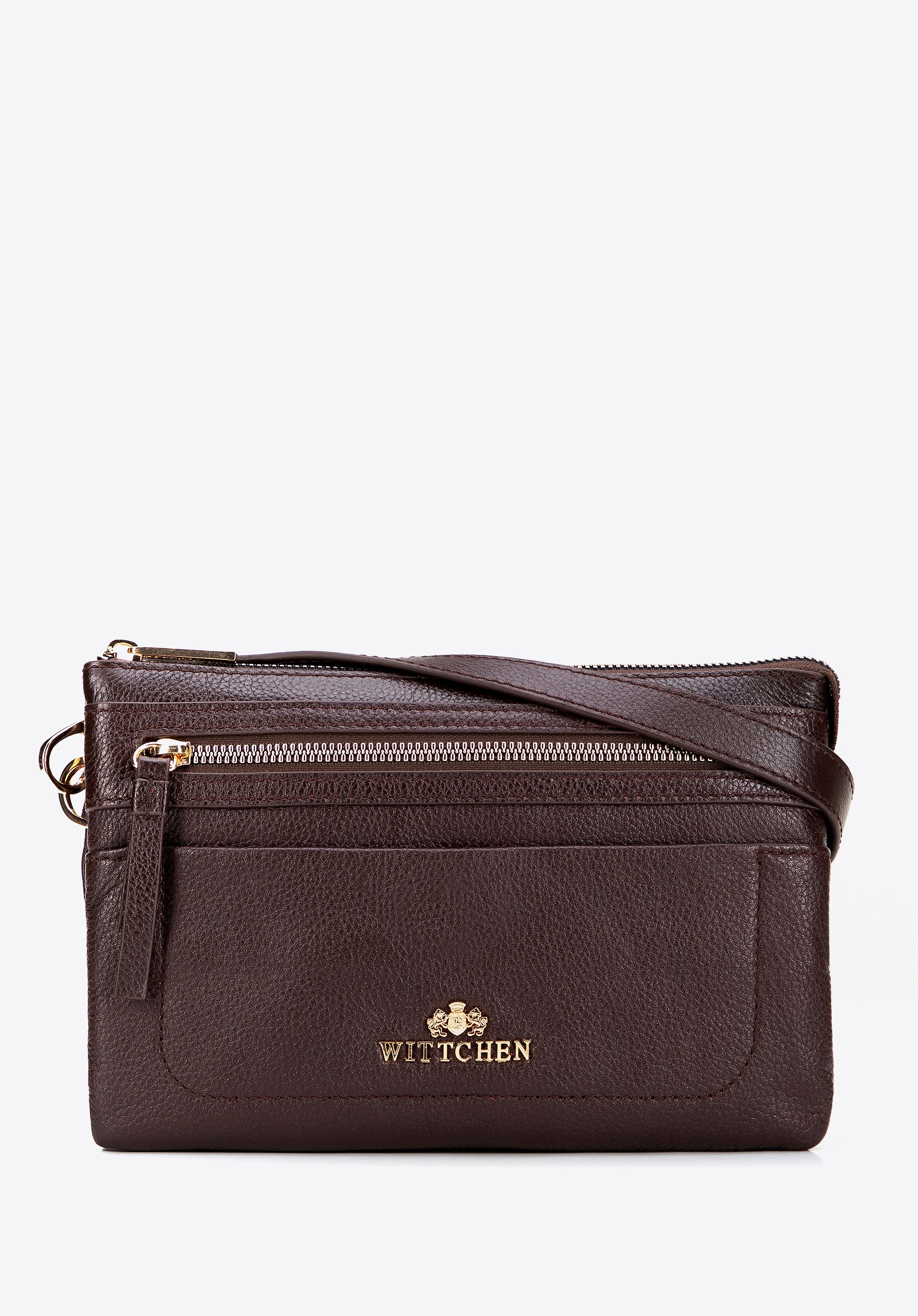 Mała listonoszka ze skóry naturalnej o fakturze groszkowej brązowa