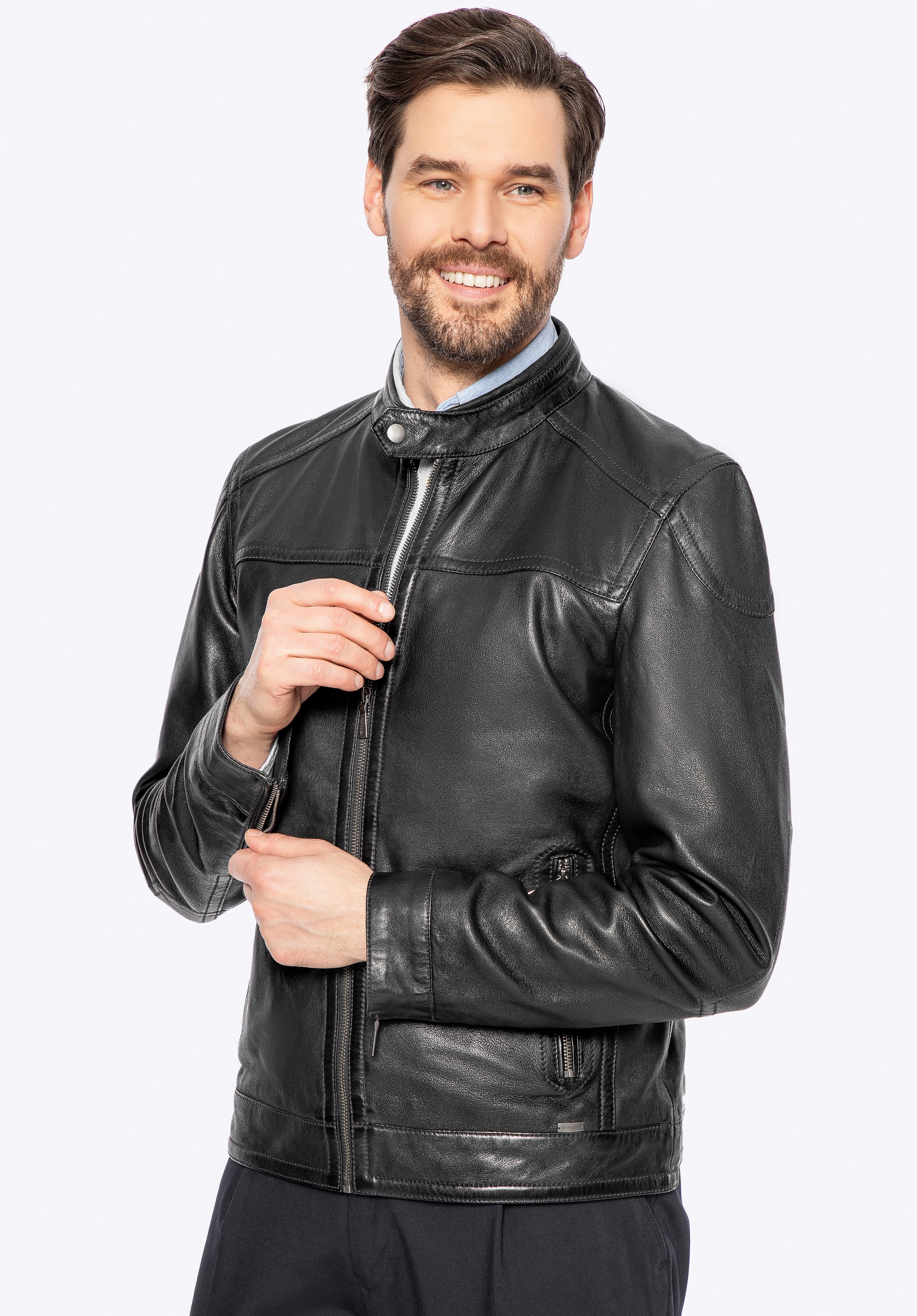 Męska kurtka ze skóry owczej czarna