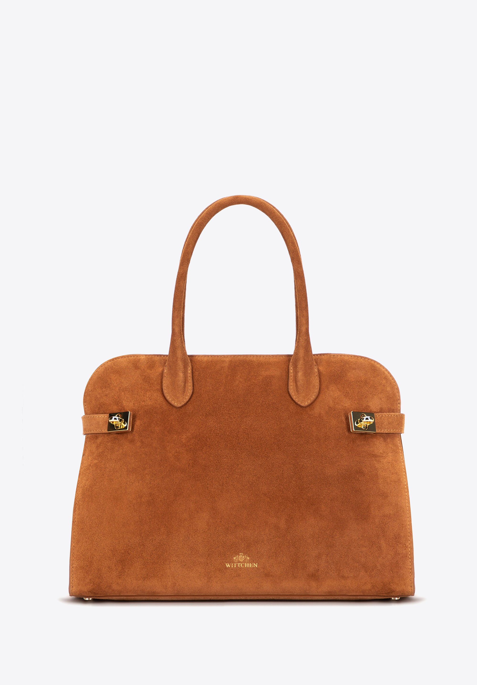 Damska shopperka ze skóry naturalnej zamszowej jasny brąz