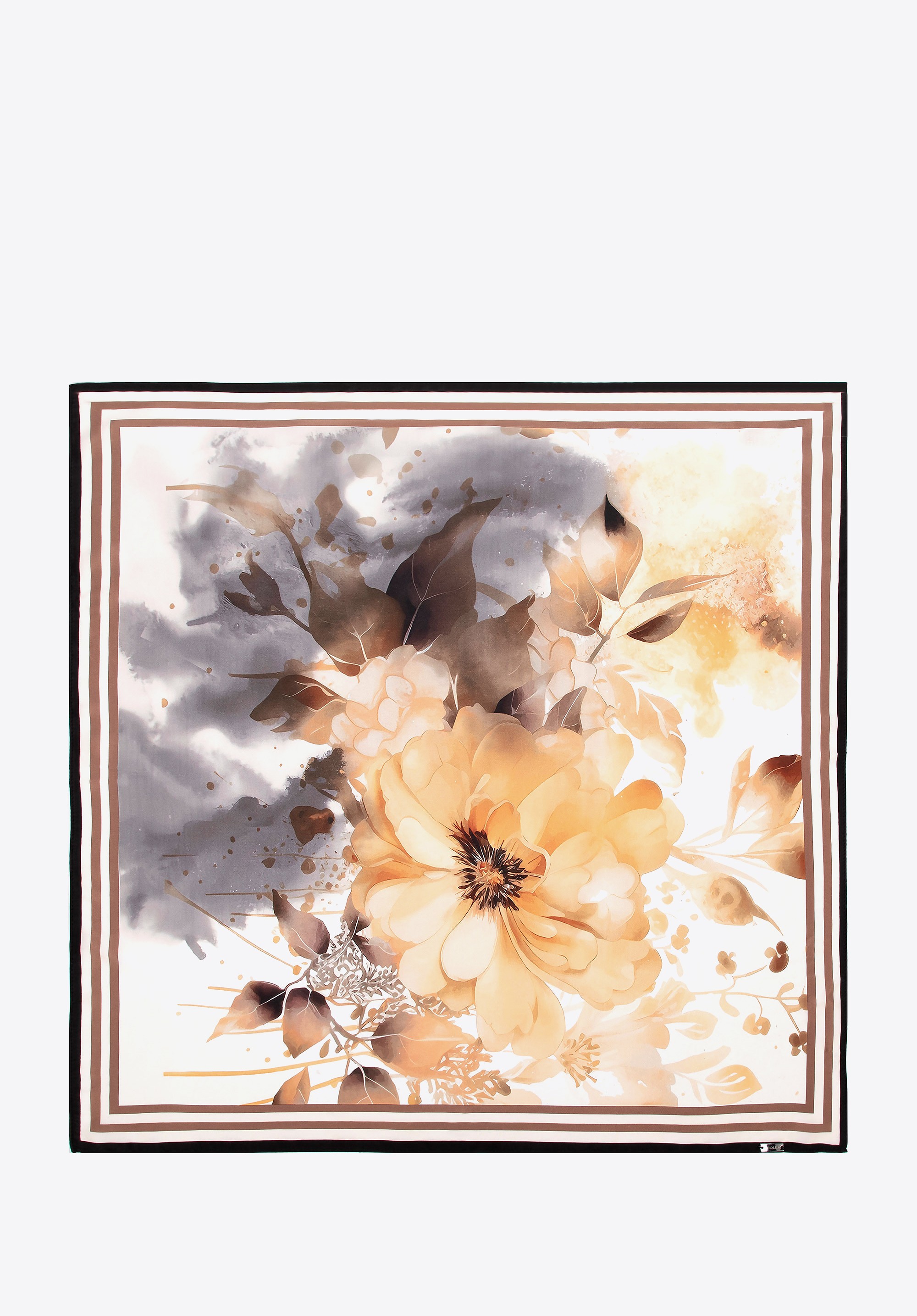 Damska apaszka jedwabna we wzory beżowo - kremowa