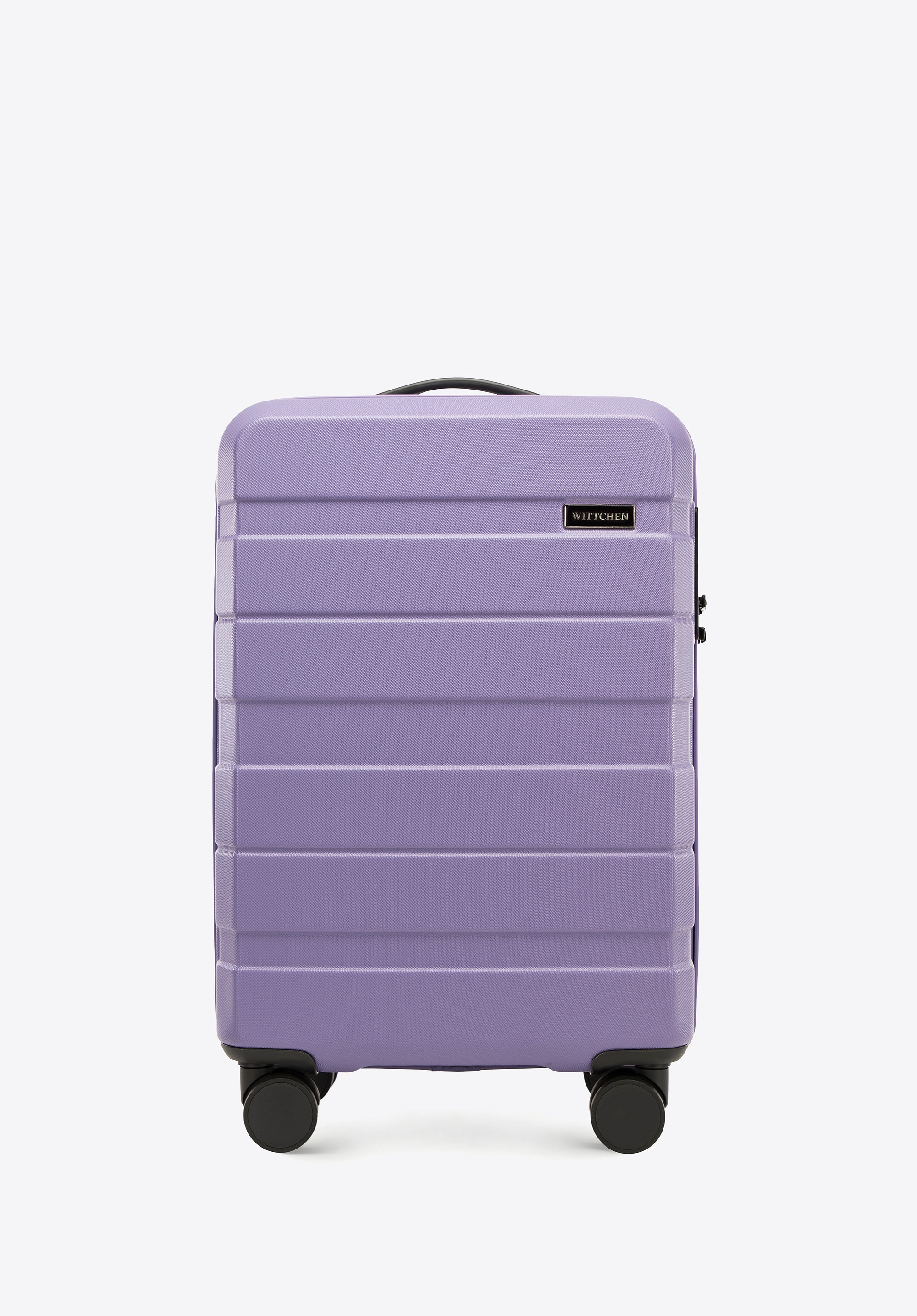 Walizka mała z ABS-u w poziome pasy fioletowa