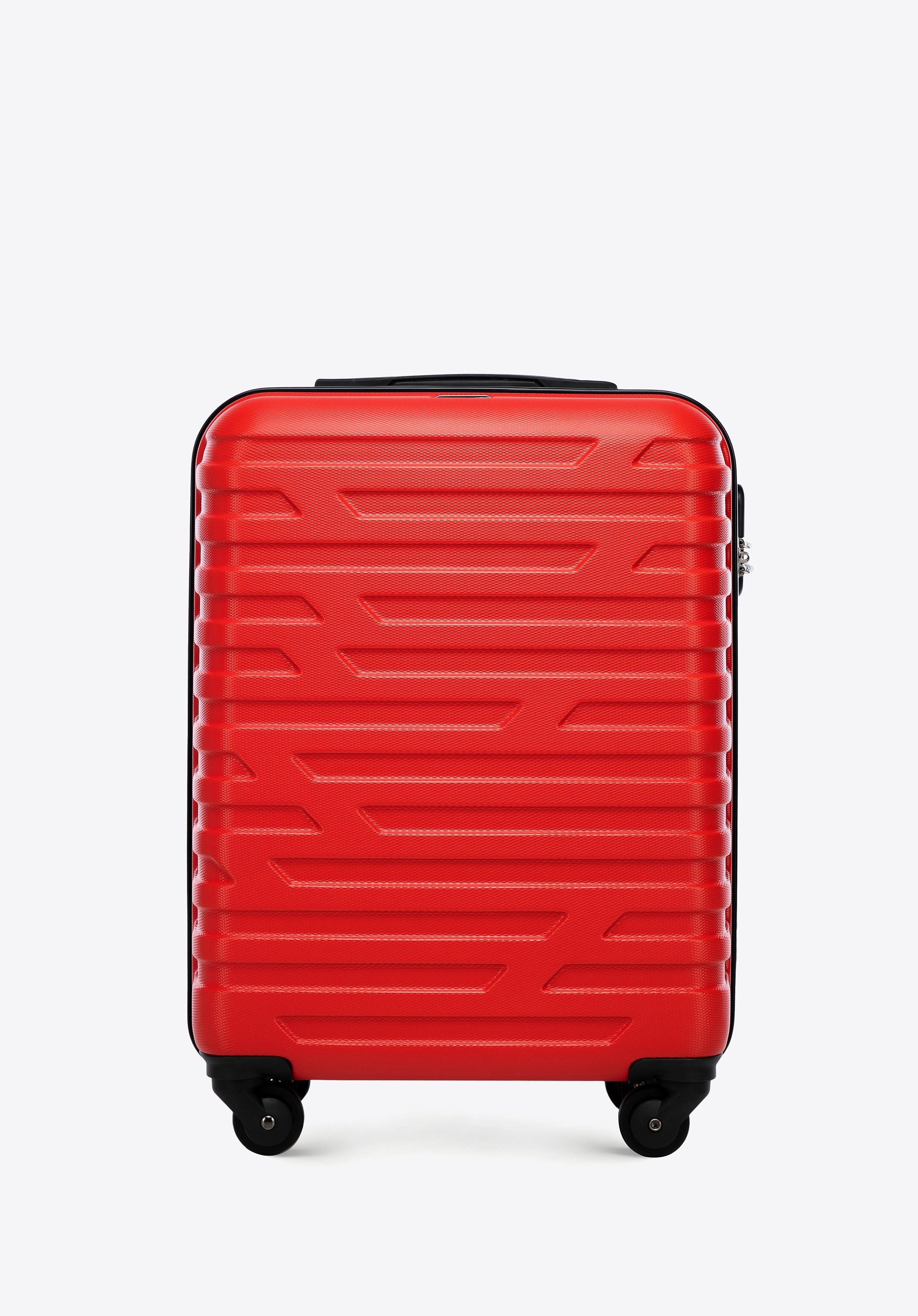 Walizka kabinowa z ABS-u w geometryczny deseń czerwona