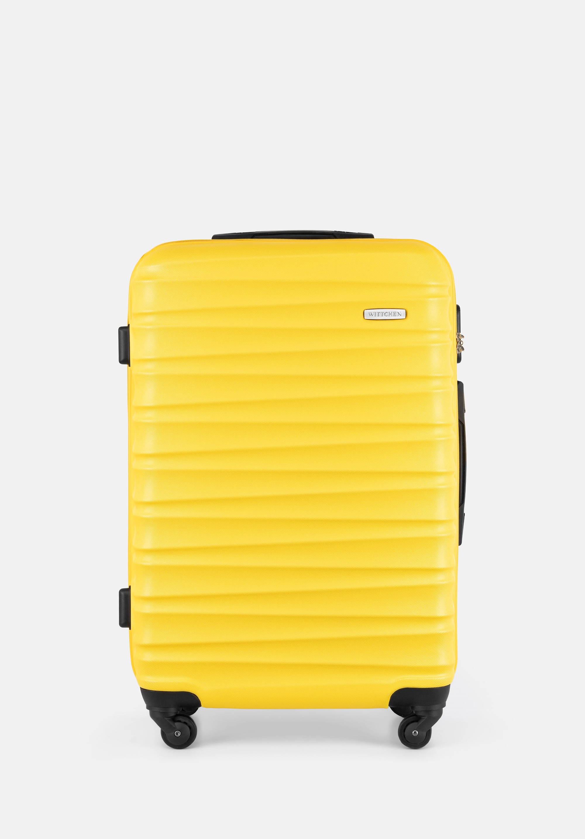Średnia walizka z ABS-u z żebrowaniem żółta