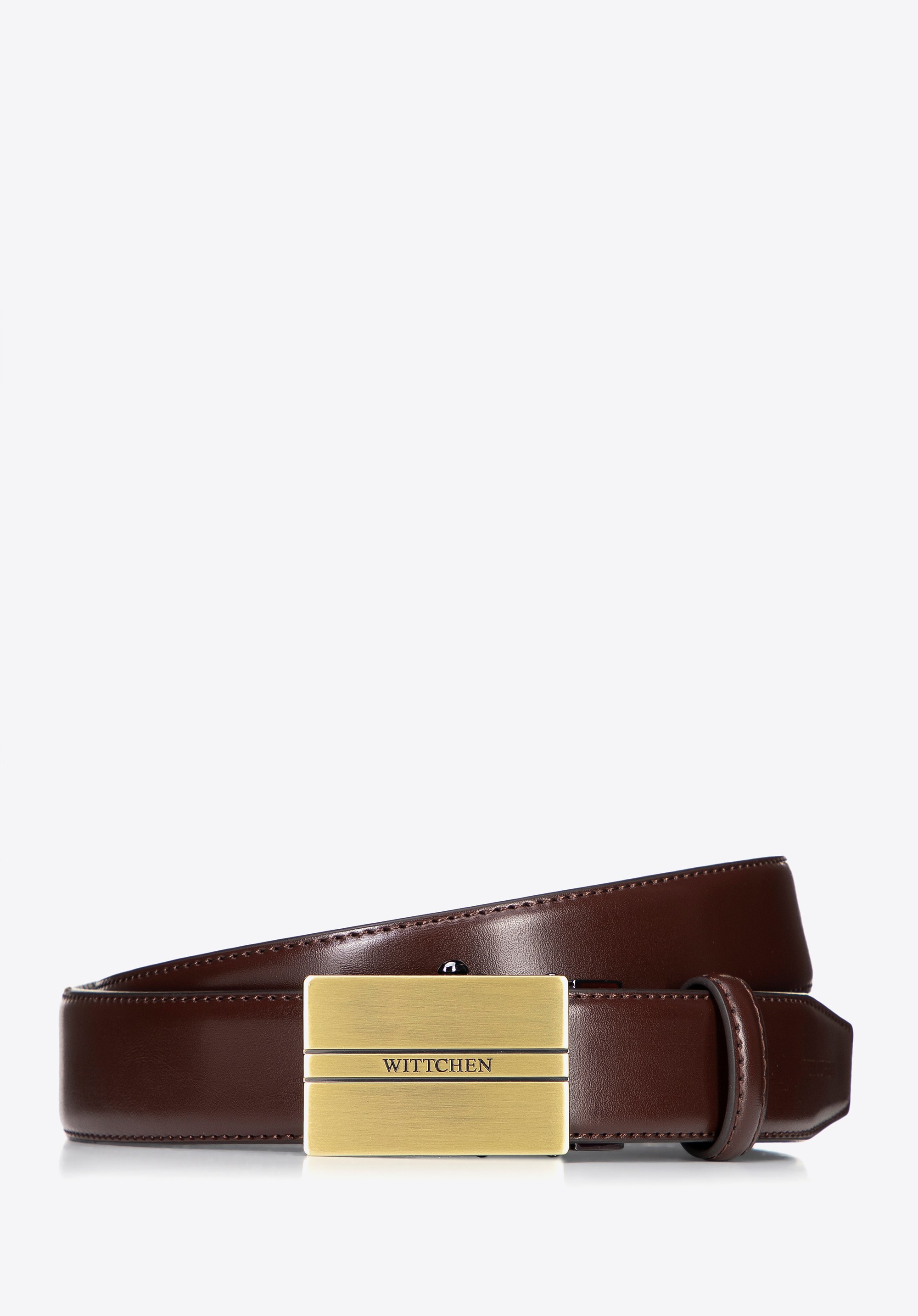 Męski pasek ze skóry naturalnej z automatyczną klamrą brązowy