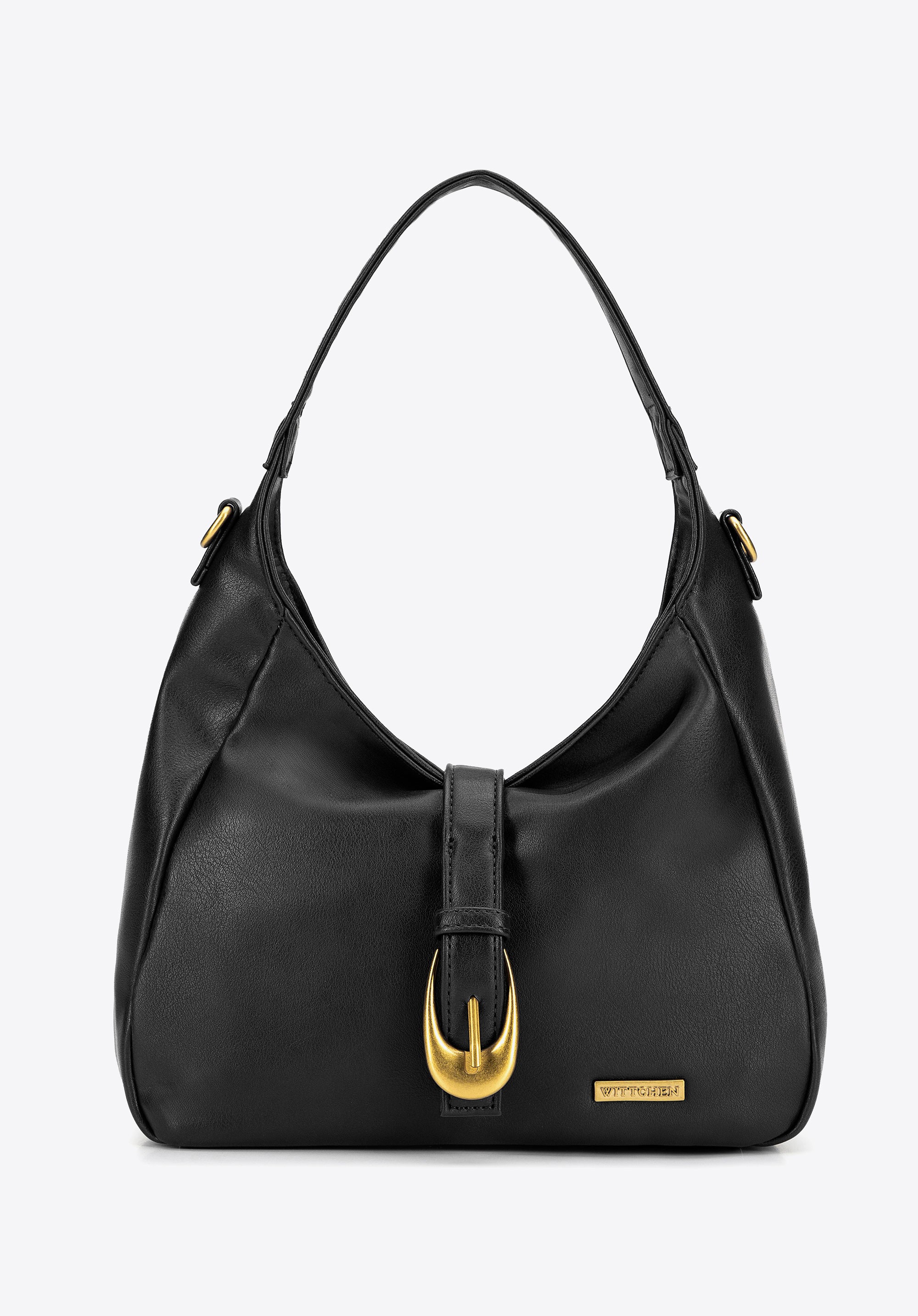 Damska listonoszka z ekoskóry z podwójnym zapięciem czarna