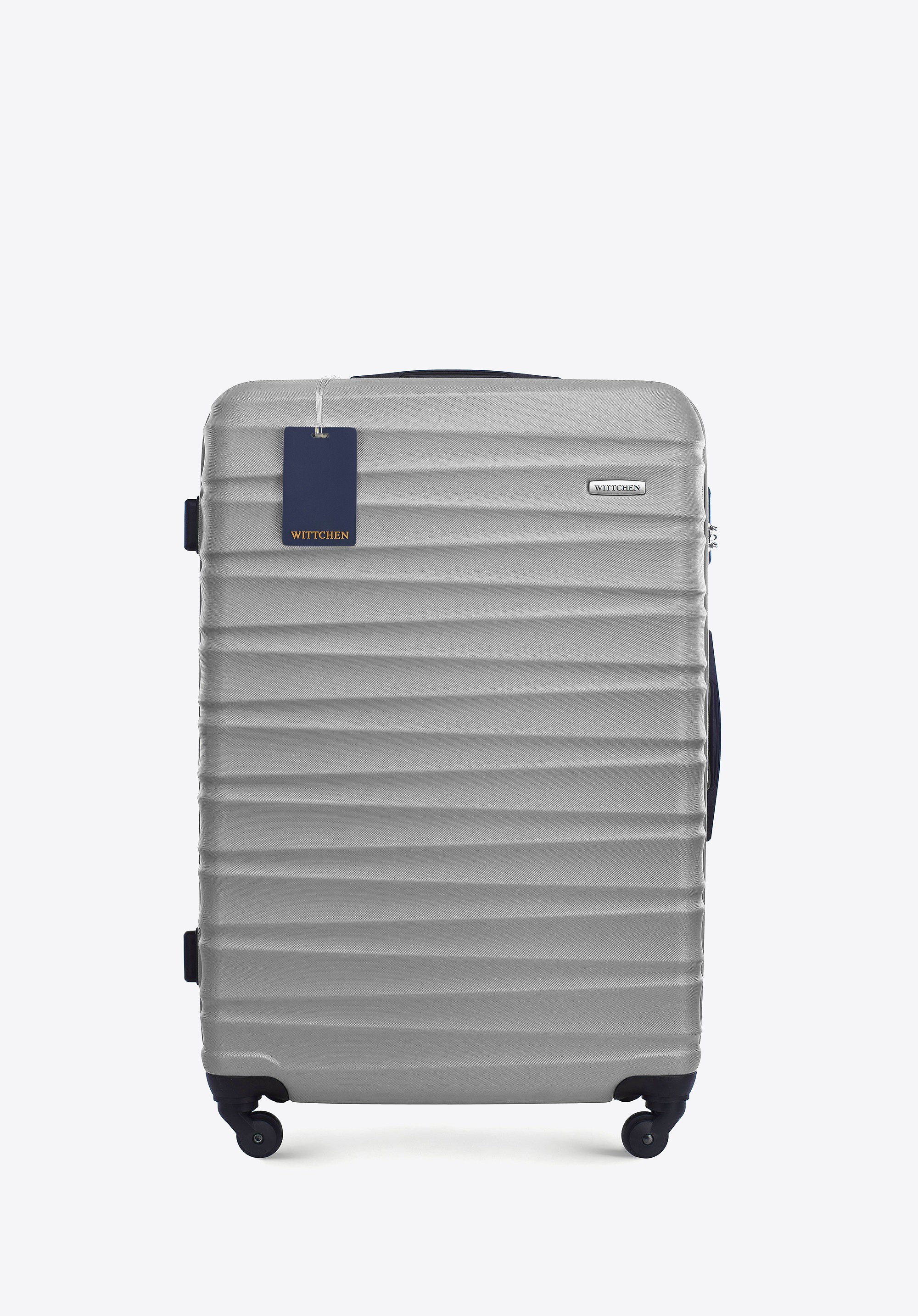 Duża walizka z ABS-u i identyfikator z logo WITTCHEN szara