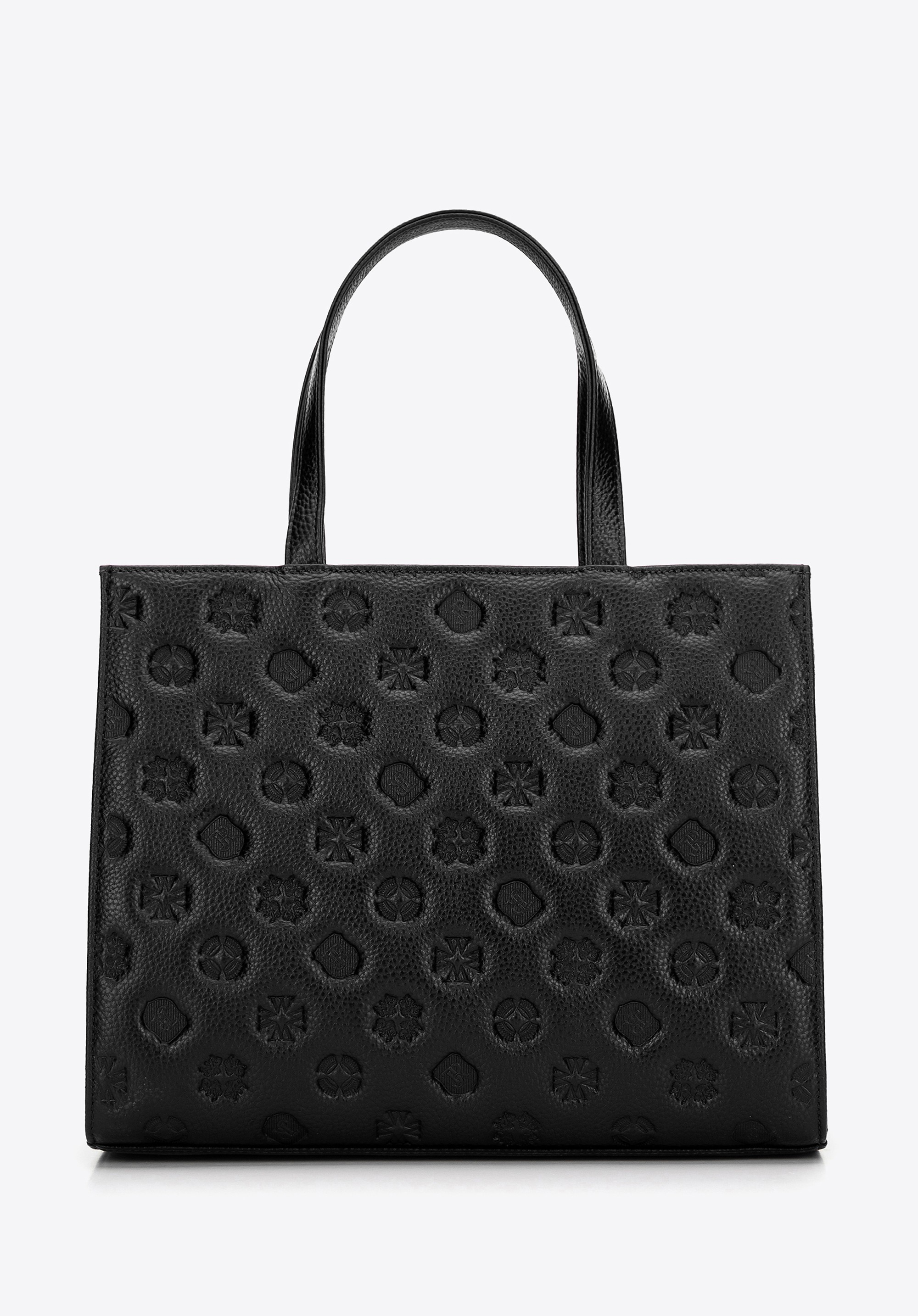 Damski kuferek ze skóry z tłoczeniem czarny