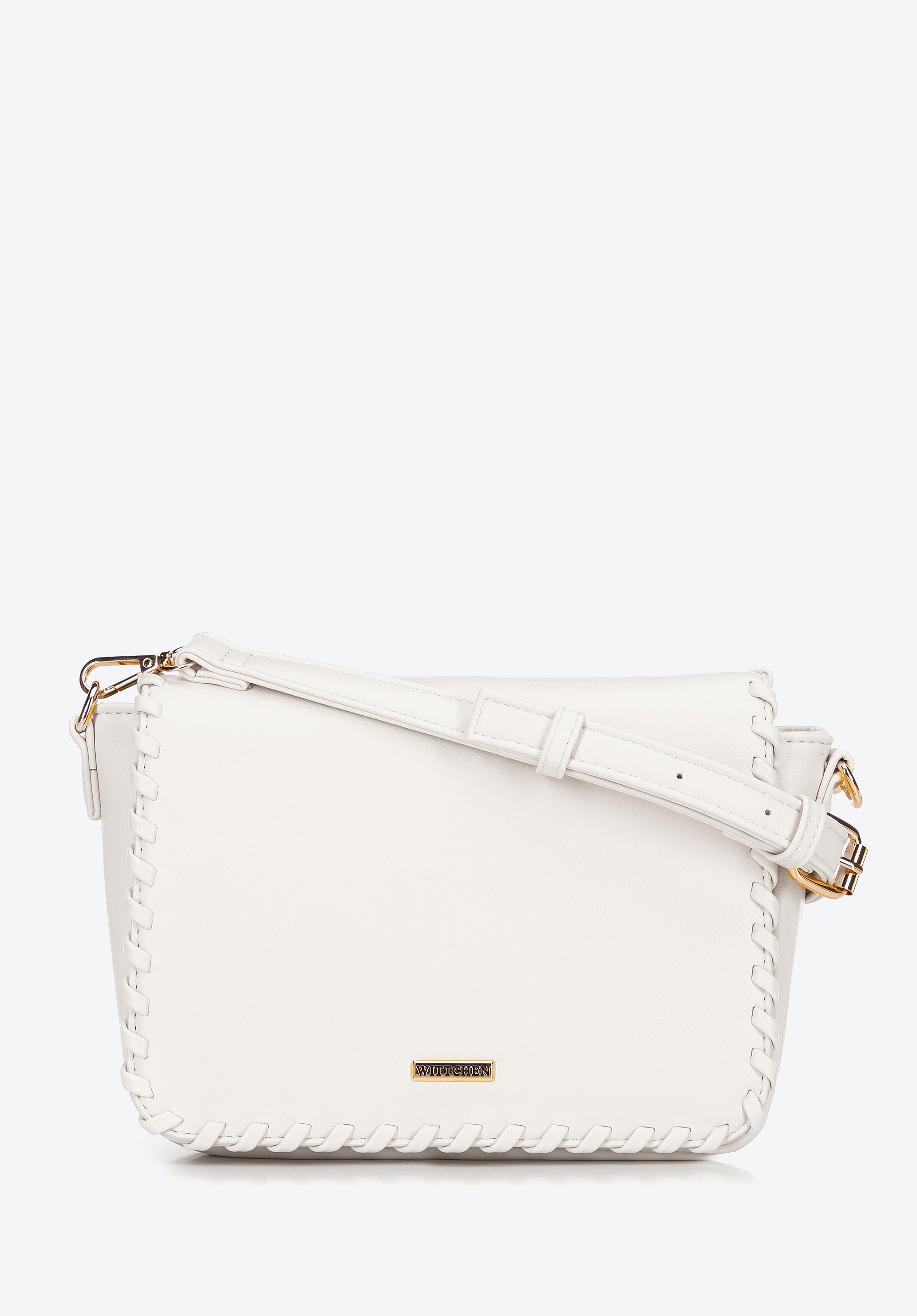 Damska crossbody z obszytą klapą kremowa