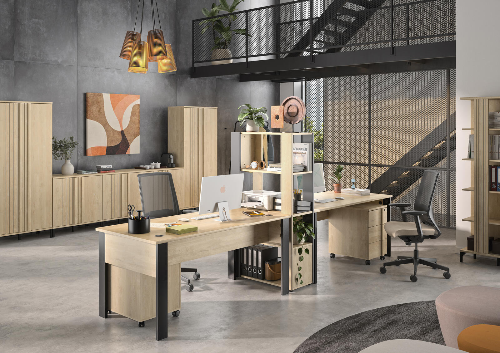 Biurka z półką, kontenerki - kolekcja Faro