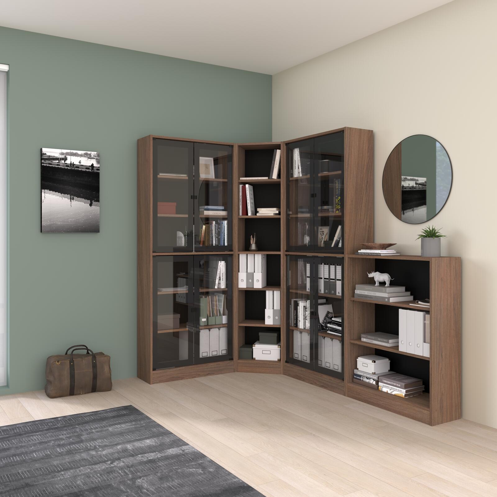 Półki w kolorze ciemny orzech Sophia, czarny