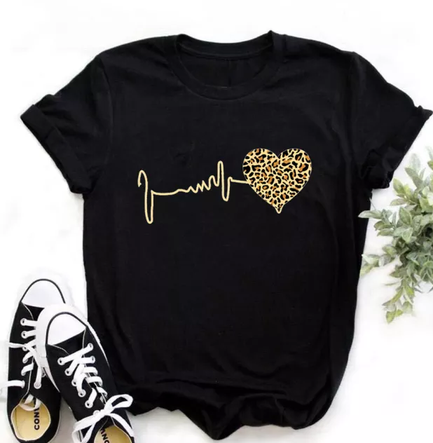T-shirt damski Leopard Serce XS-3XL R068