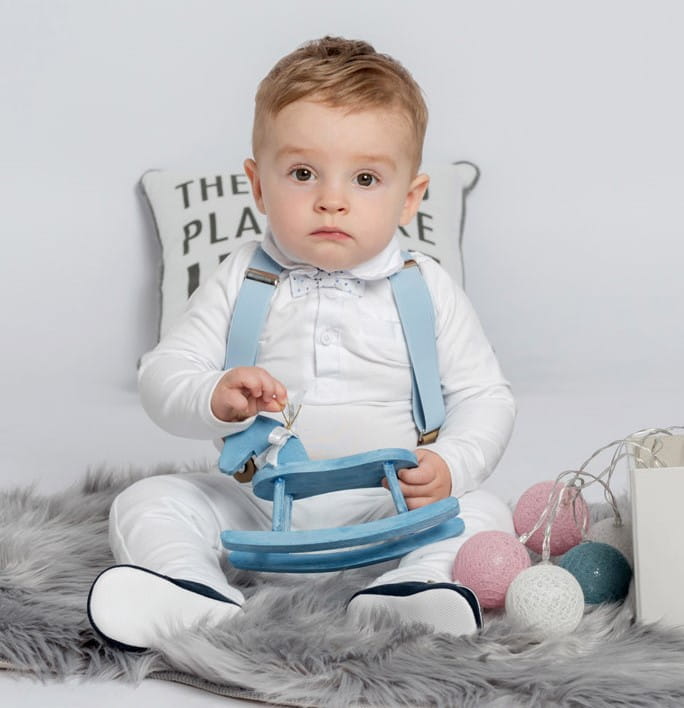 LaFerio Fly Komplet chłopięcy do chrztu z szelkami