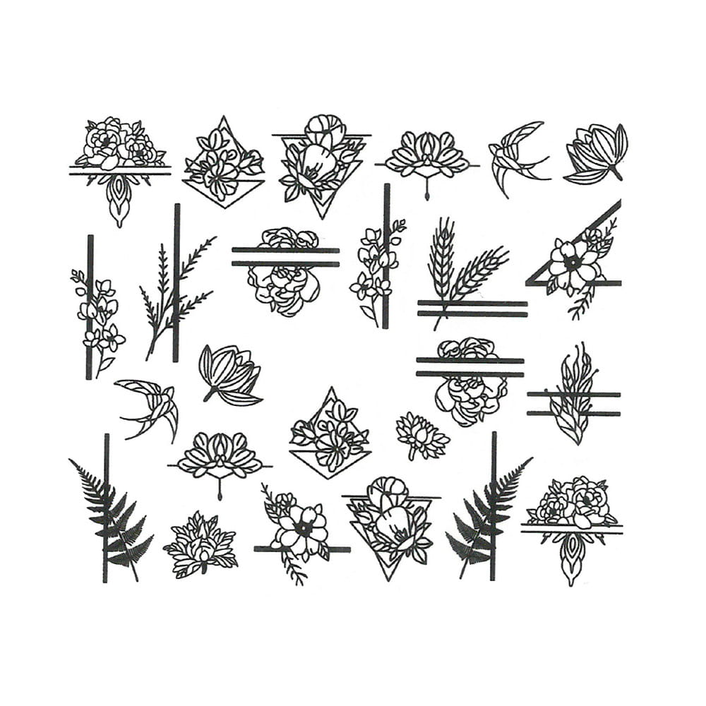 Naklejki wodne do paznokci kwiaty BN-1224