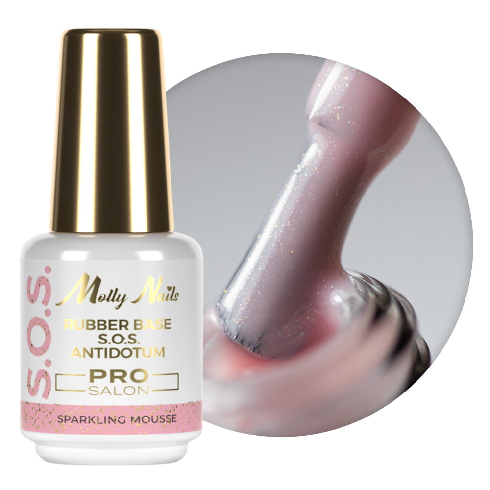 Baza kauczukowa elastyczne paznokcie manicure pedicure do ozdób S.O.S. Antidotum Pro Salon Molly Nails Sparkling Mousse 15g