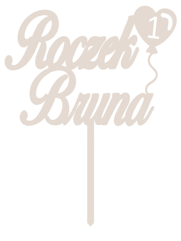 Topper napis drewniany na tort Roczek z imieniem