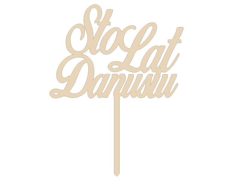 Topper napis drewniany na tort Sto Lat z imieniem