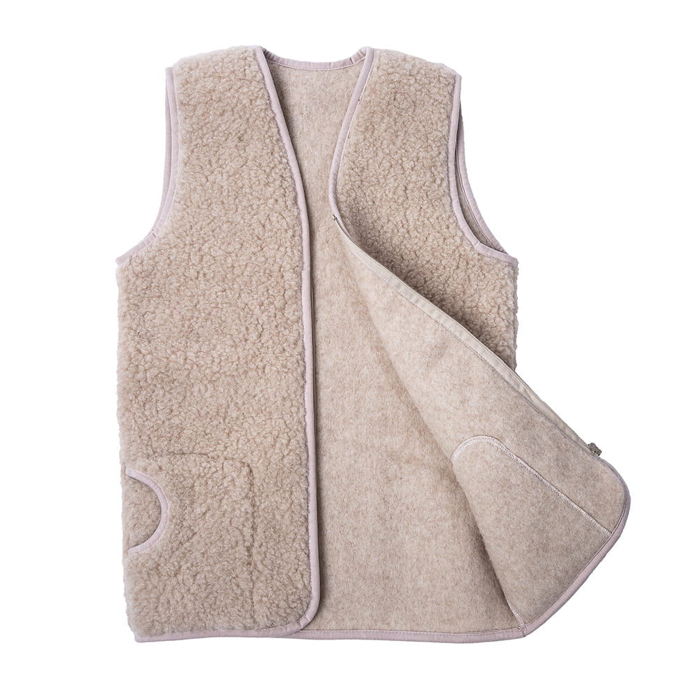 Kamizelka wełniana merynos australijski tumbler jasny beż S UNISEX