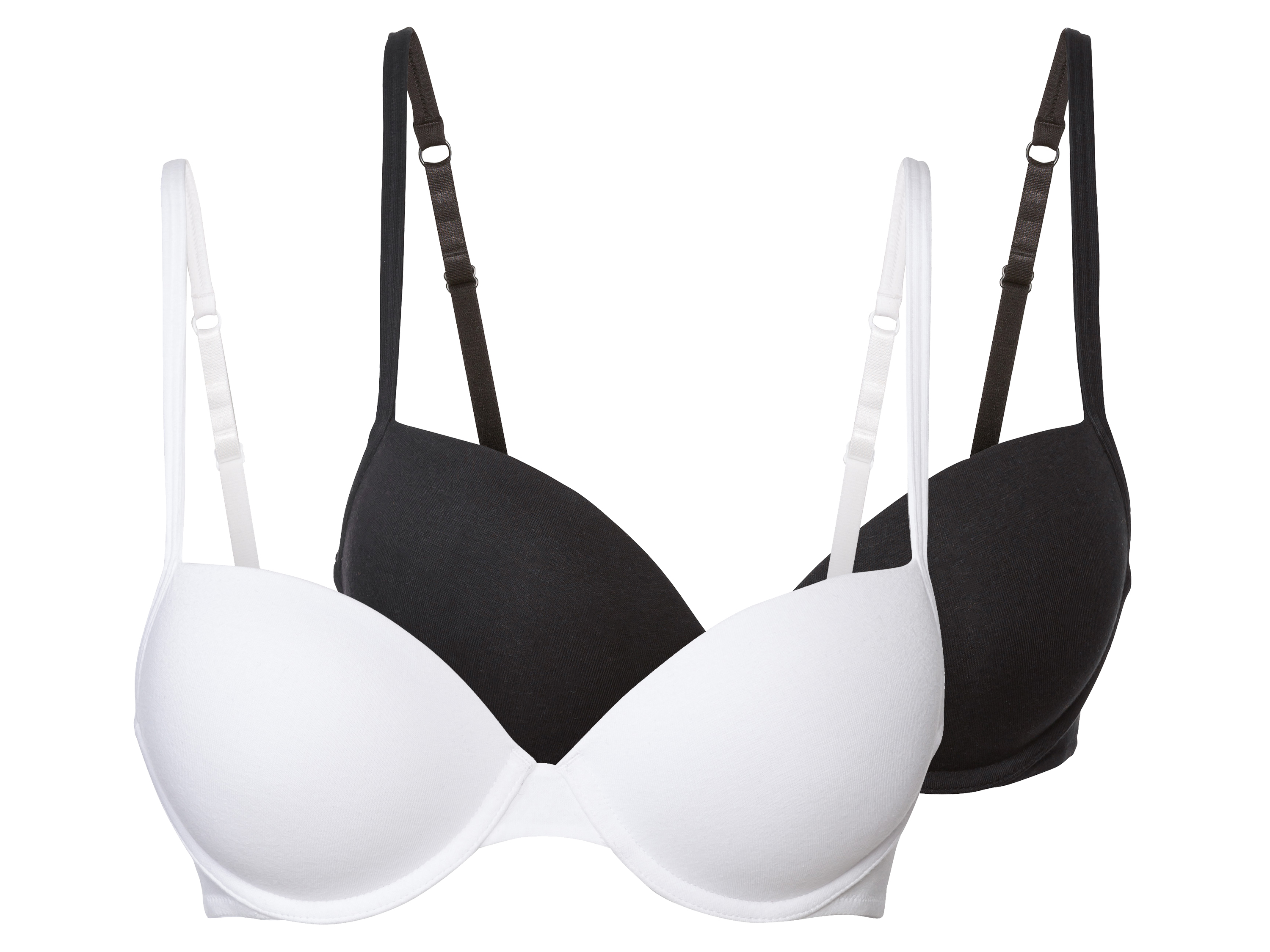 esmara Biustonosz damski z fiszbinami, 2 sztuki Czarny / biały, 85C
