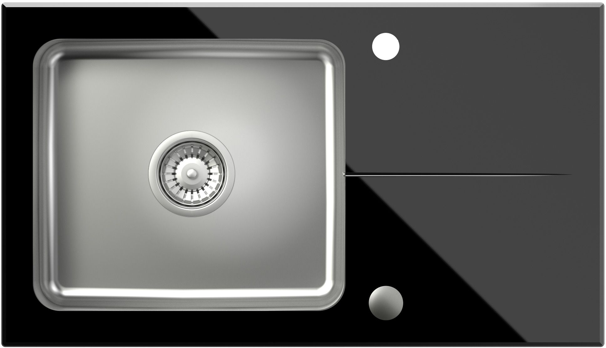 Darmowa Dostawa - Zlewozmywak szklano-stalowy 77x44 cm czarny Quadron Hugh ST3577SC1BS