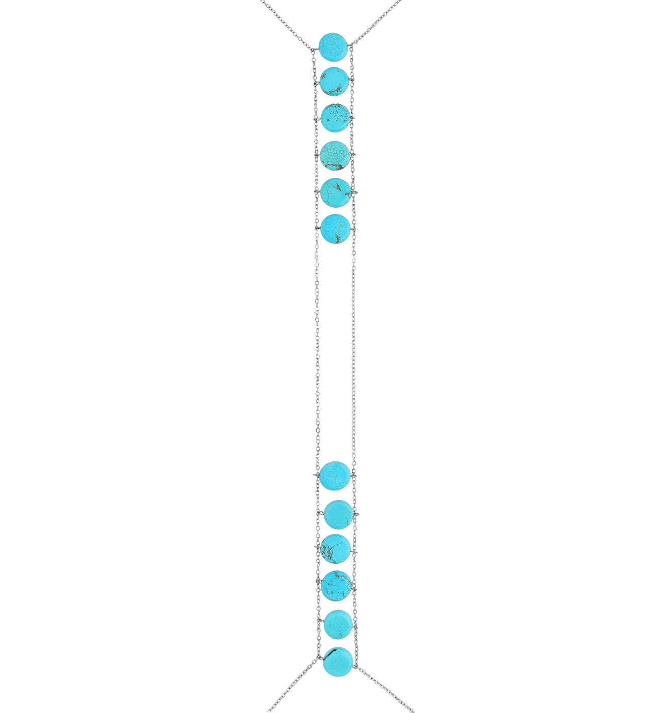 Naszyjnik na ciało z turkusami srebrny Trinidad - By Dziubeka