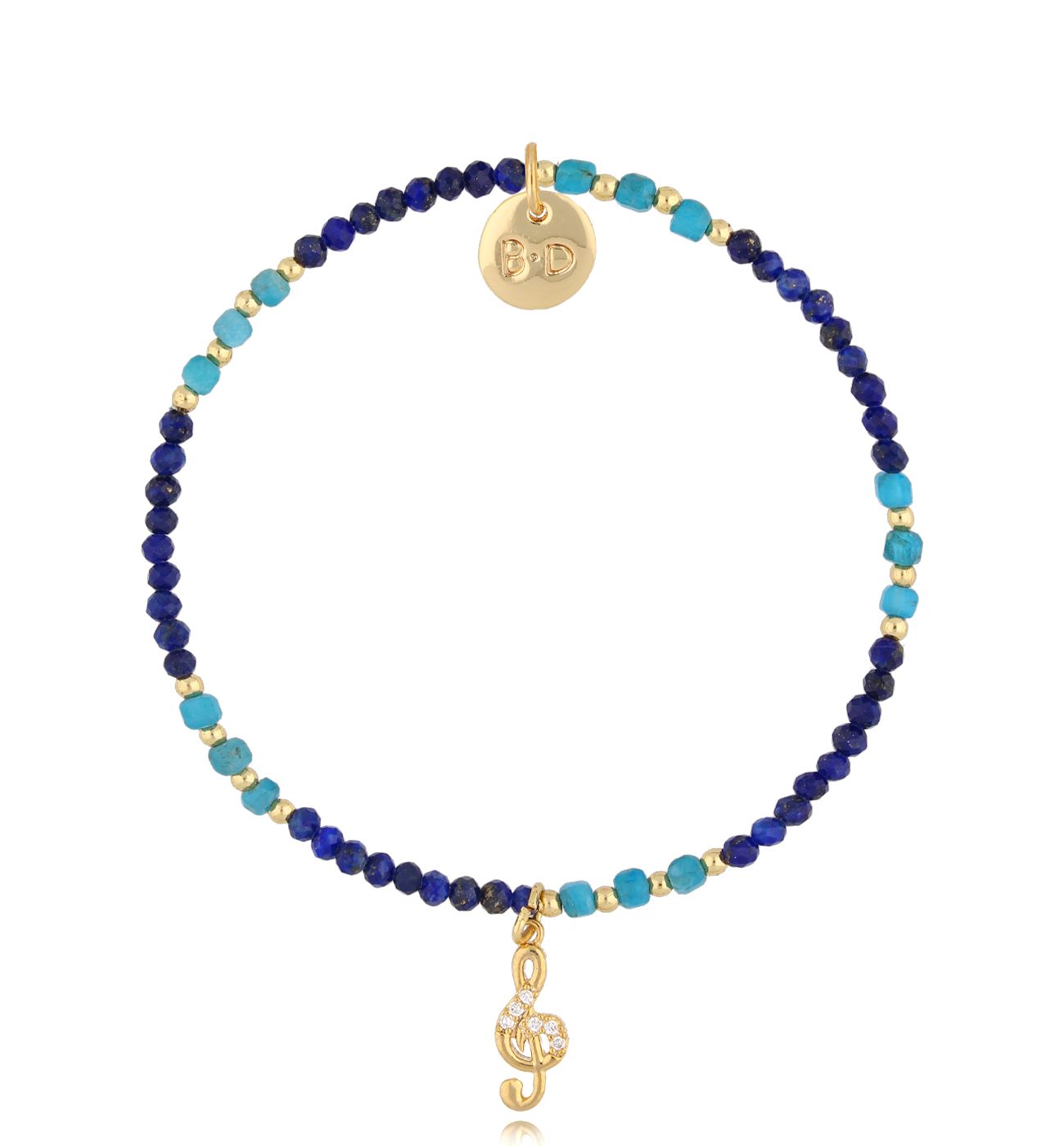 Bransoletka z lapisami i nutką złota Blue Music BTW2502