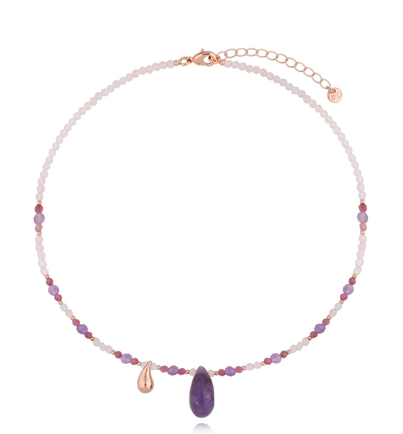 Naszyjnik z ametystami i łezką Nature's Tears NSC0485