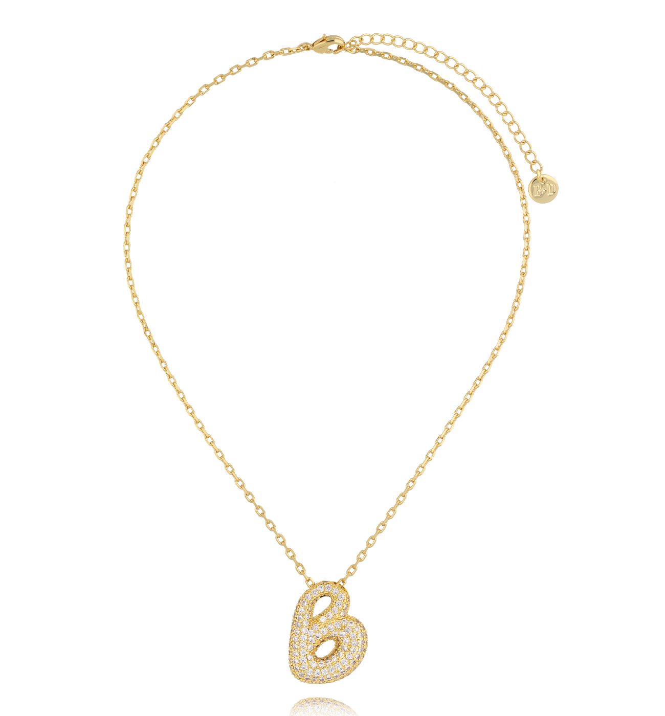 Naszyjnik złocony z literą B wysadzaną cyrkoniami NS0357