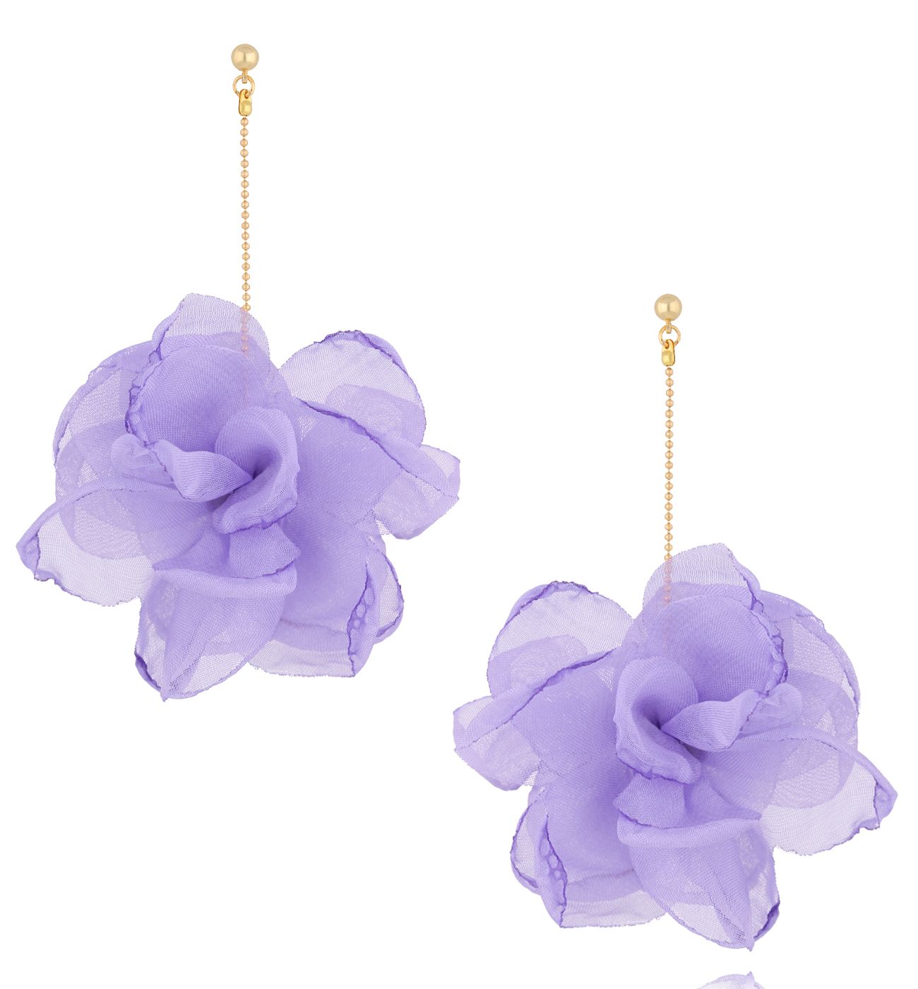 Kolczyki z liliową tkaniną - By Dziubeka
