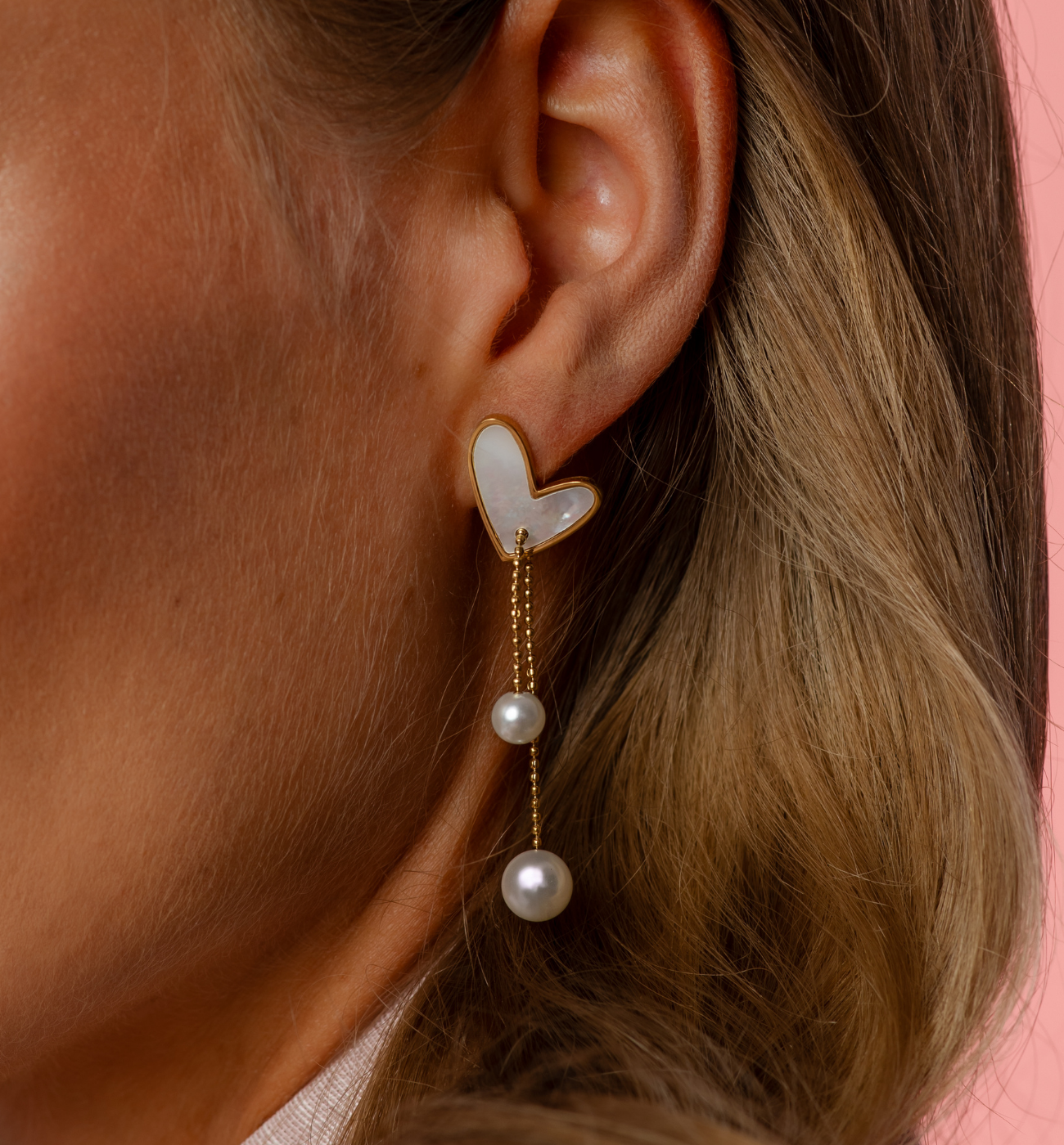 Kolczyki z sercami i perełkami Luce di Napoli - By Dziubeka